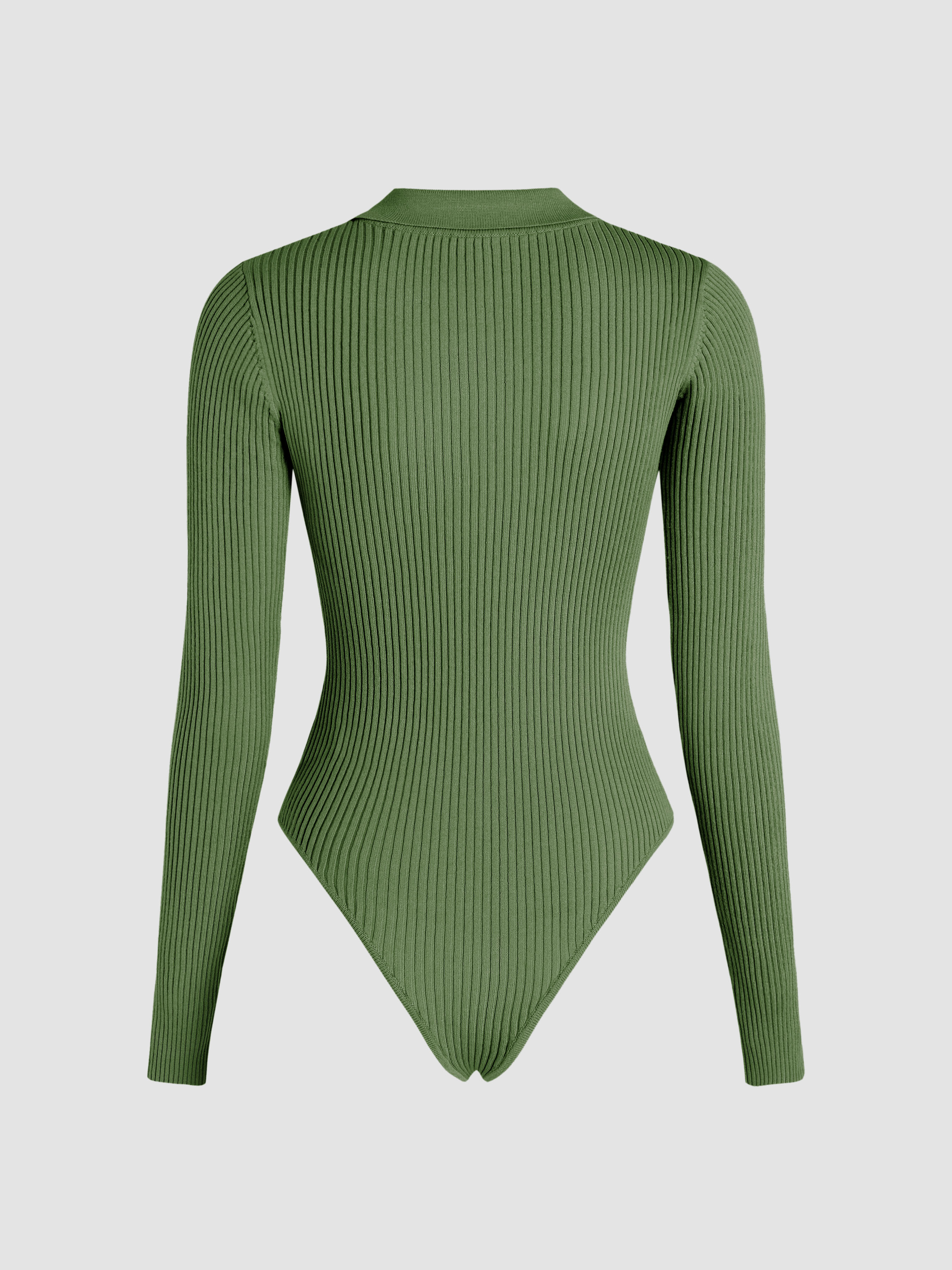Tall Long Sleeve Zip Front Knitted Rib Bodysuit