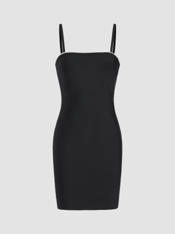  Tube Solid Faux Perlen Minikleid