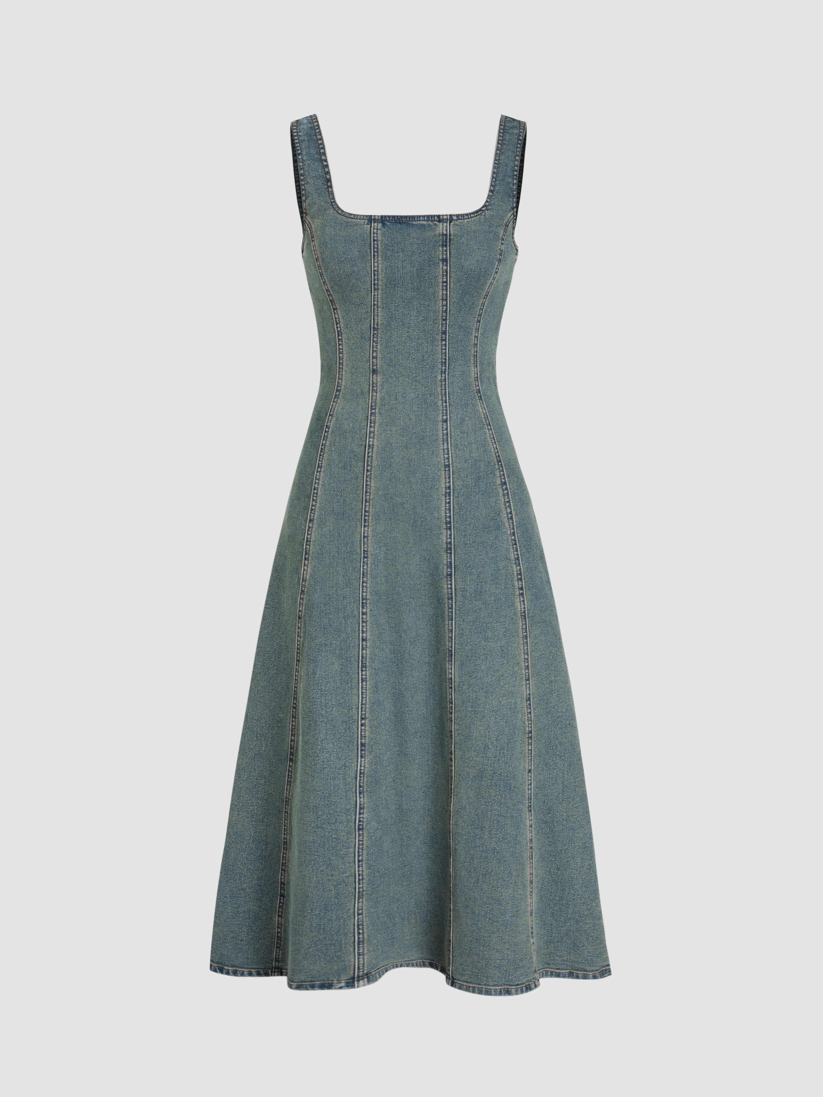 Denim Denim Ruffle Cami Maxi Dress For Holiday