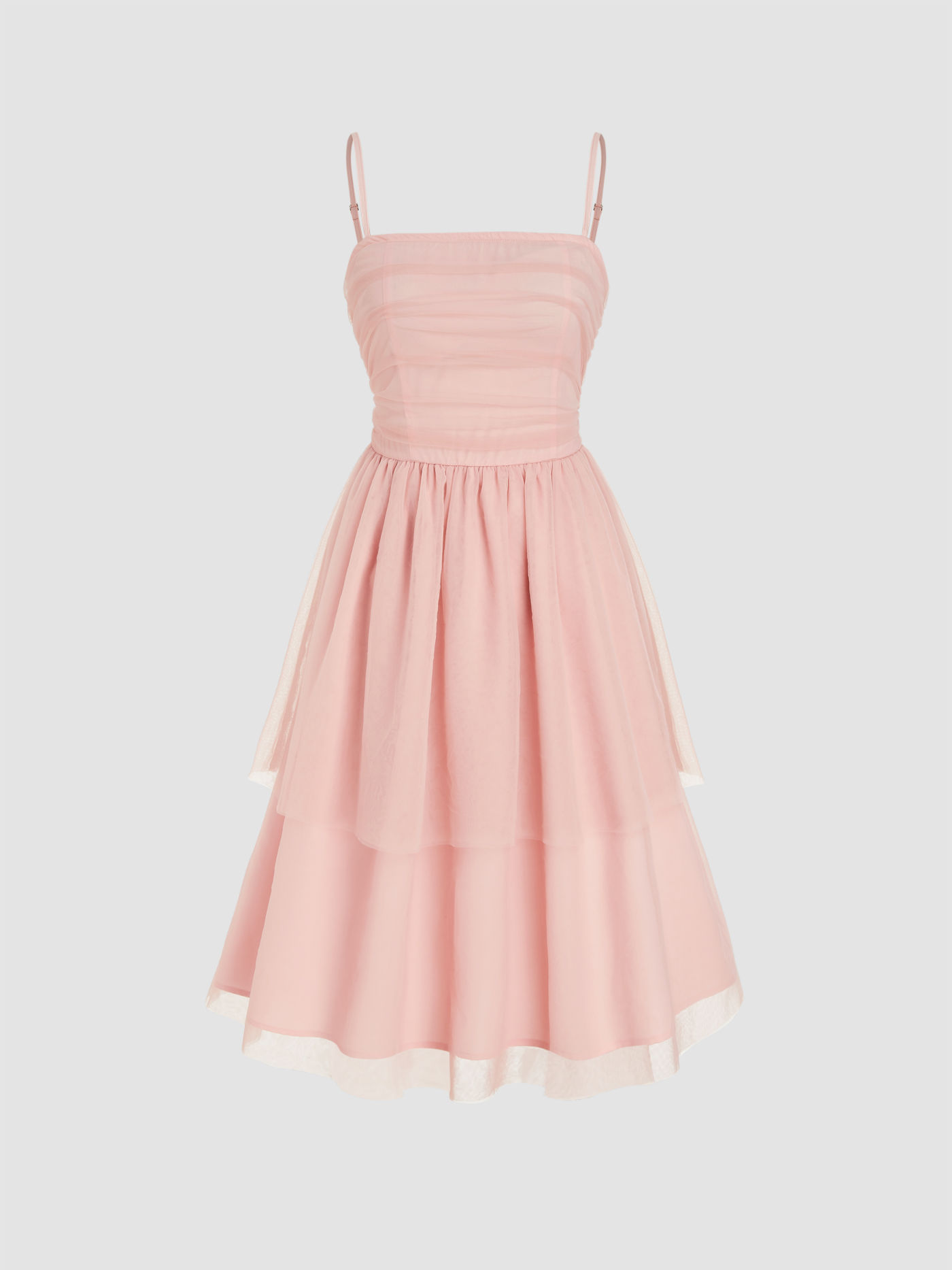 Square Neck Solid Ruffle Tuttle Mini Dress