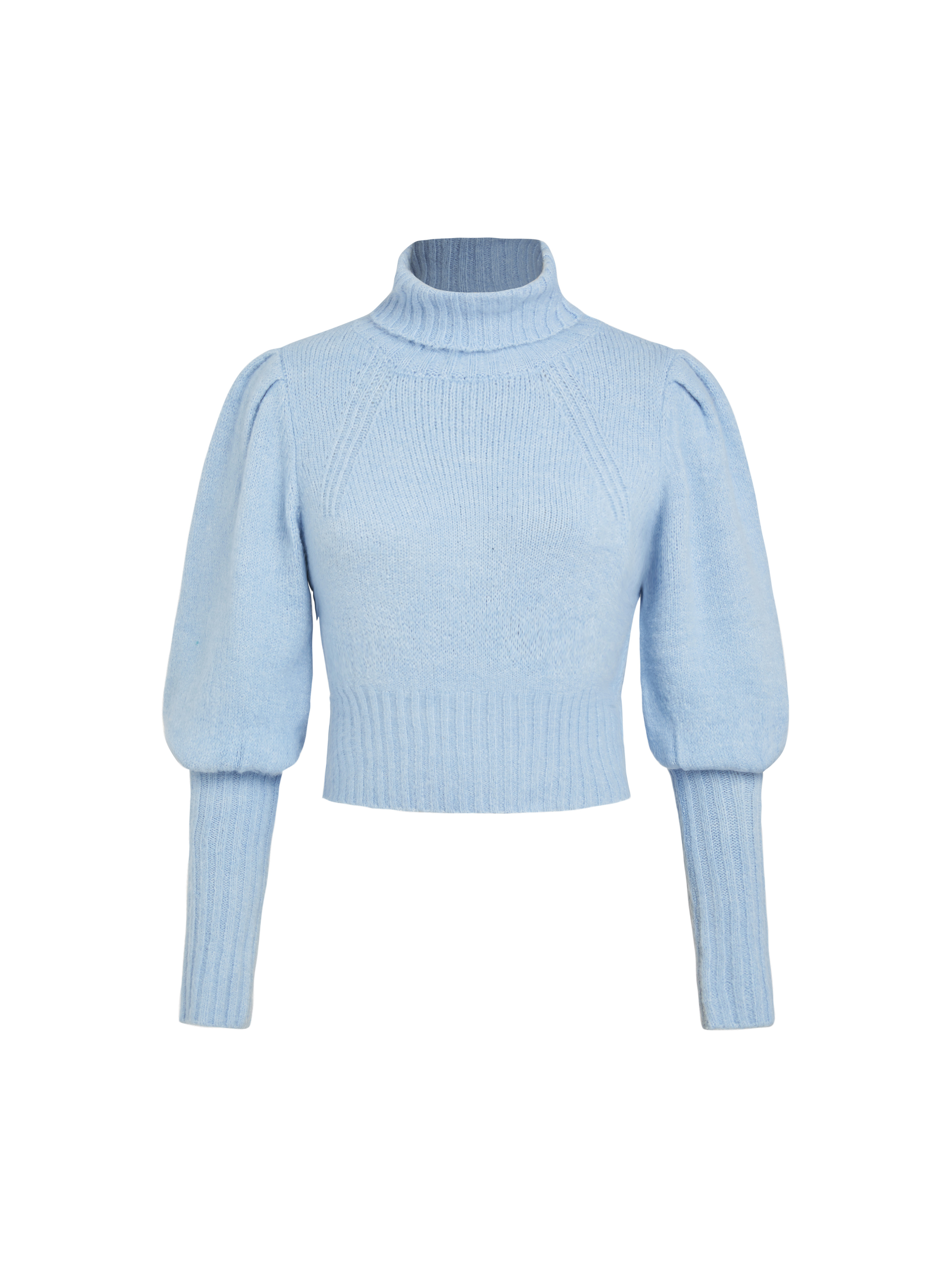 High Neck Solid Knitted Long Sleeve Crop Top - Cider