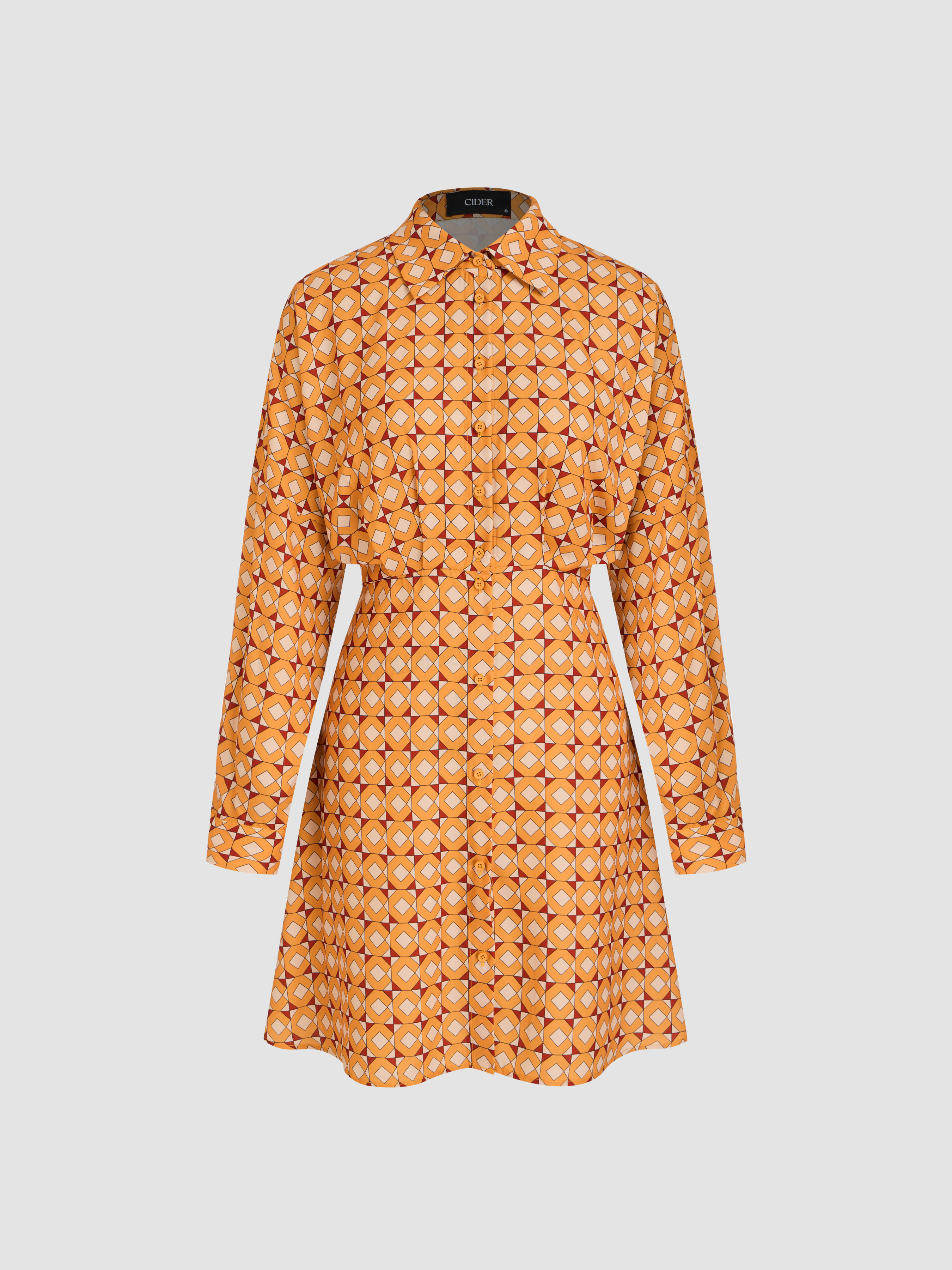 Geometric All Over Print Mini Shirt Dress