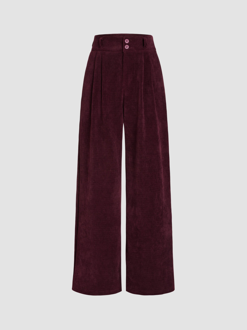 Corduroy High Waist Solid Faltenweite Hosen