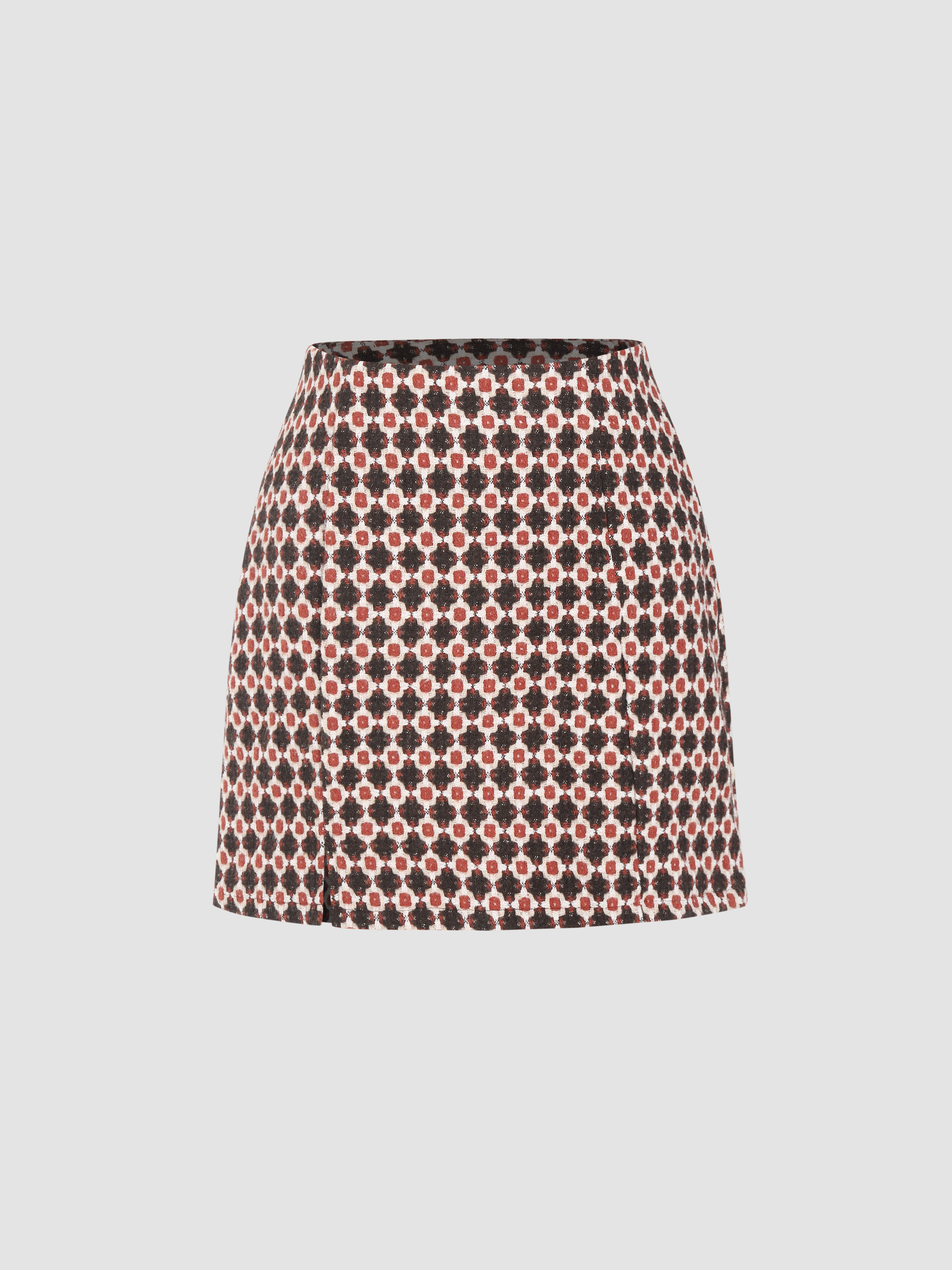 Zipped Knit Tweed Skirt