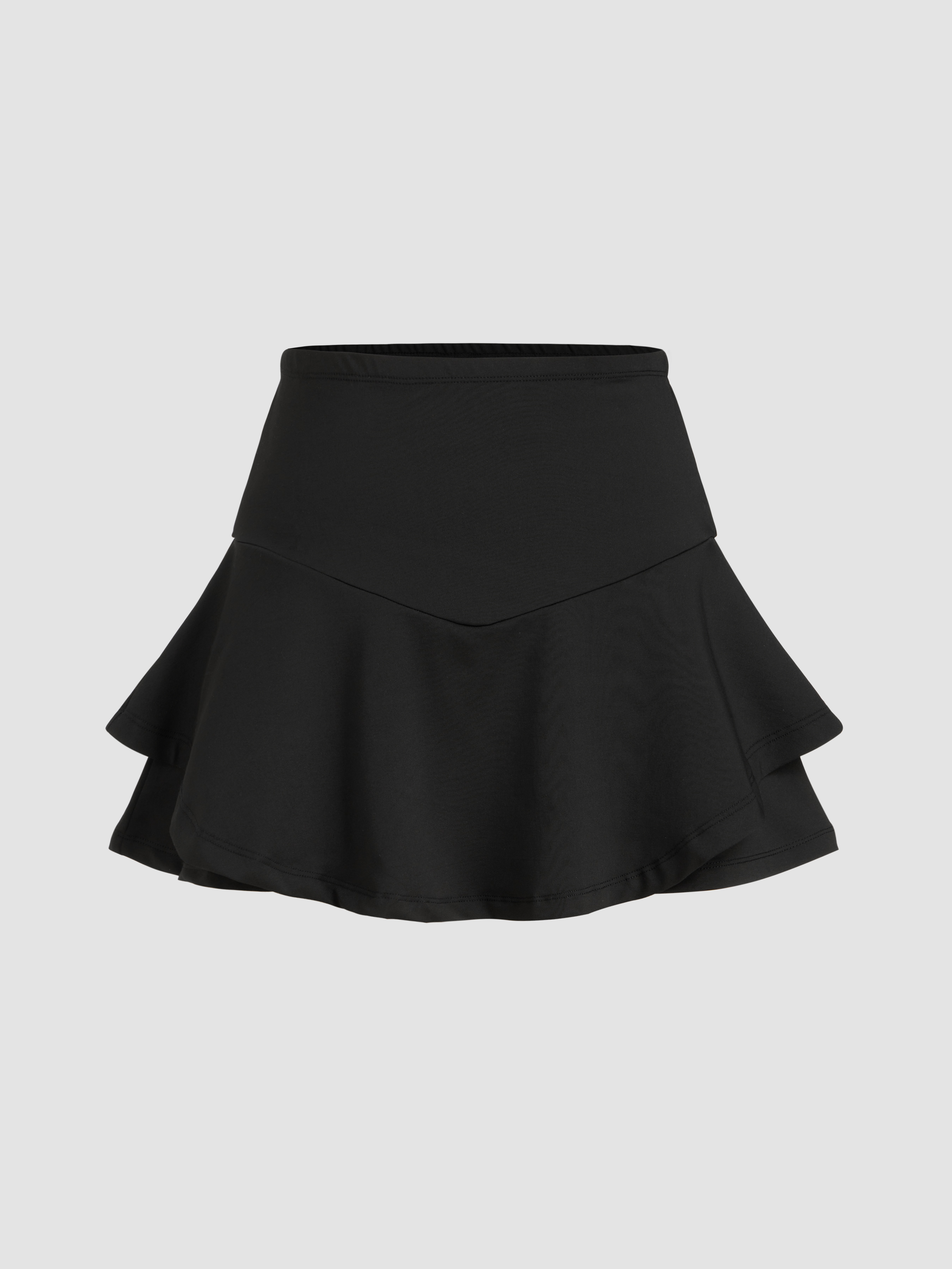 Mid Waist Layered Mini Skort - Cider