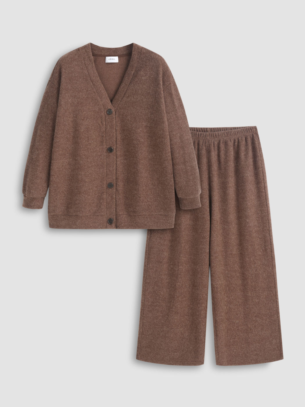  V-Ausschnitt Knopf Oberteile & Hohe Taille Ausgestellte Hosen Loungewear Set Kurve & Plus