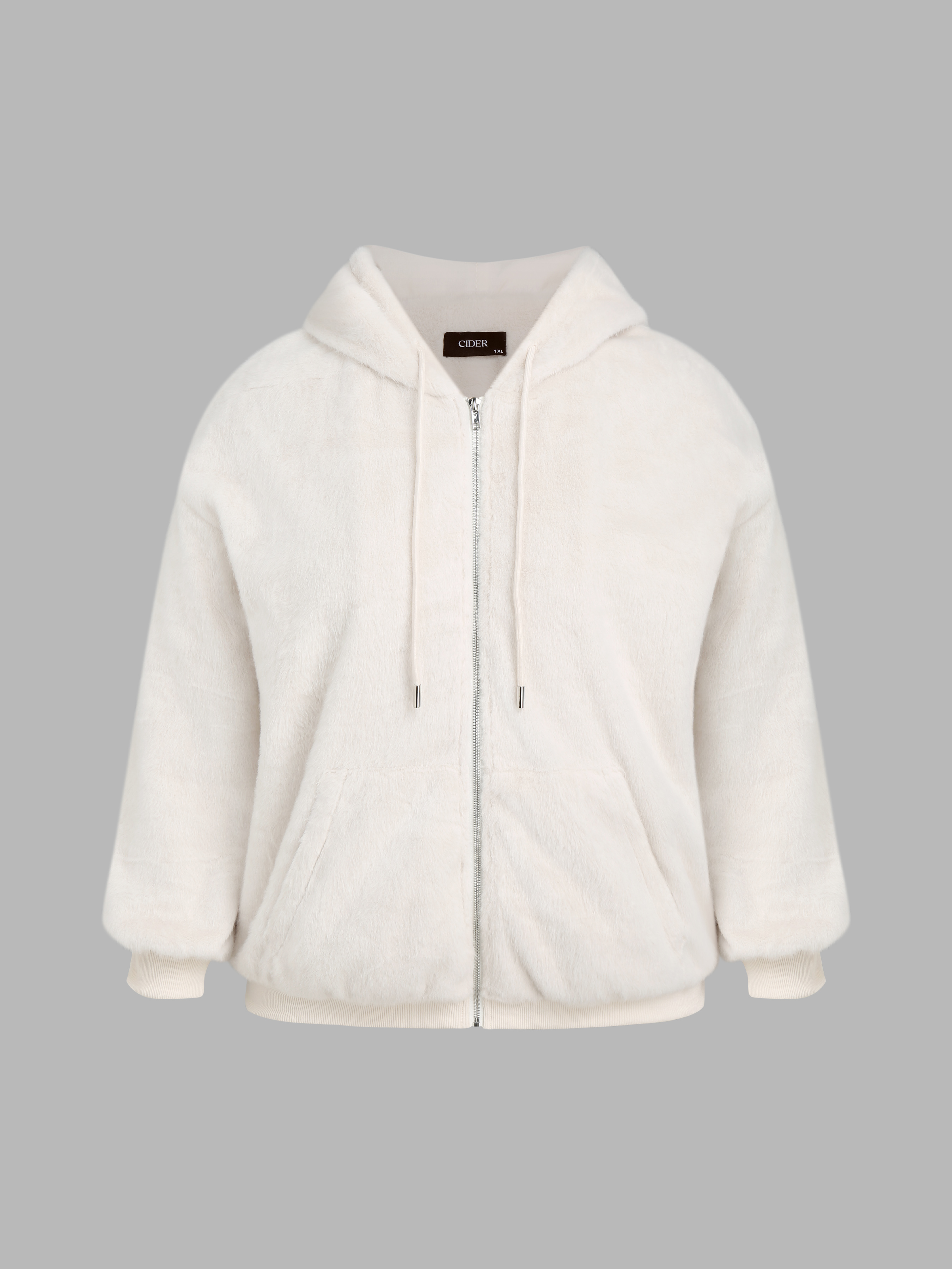 White fur outlet zip up jacket