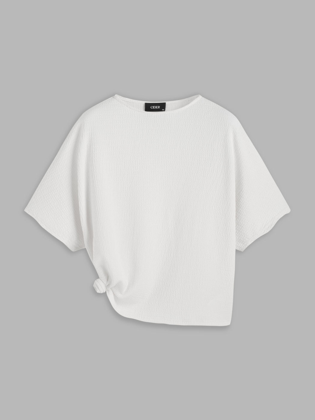 T-shirt a maniche corte annodata testurizzata con scollo tondo Curve & Plus