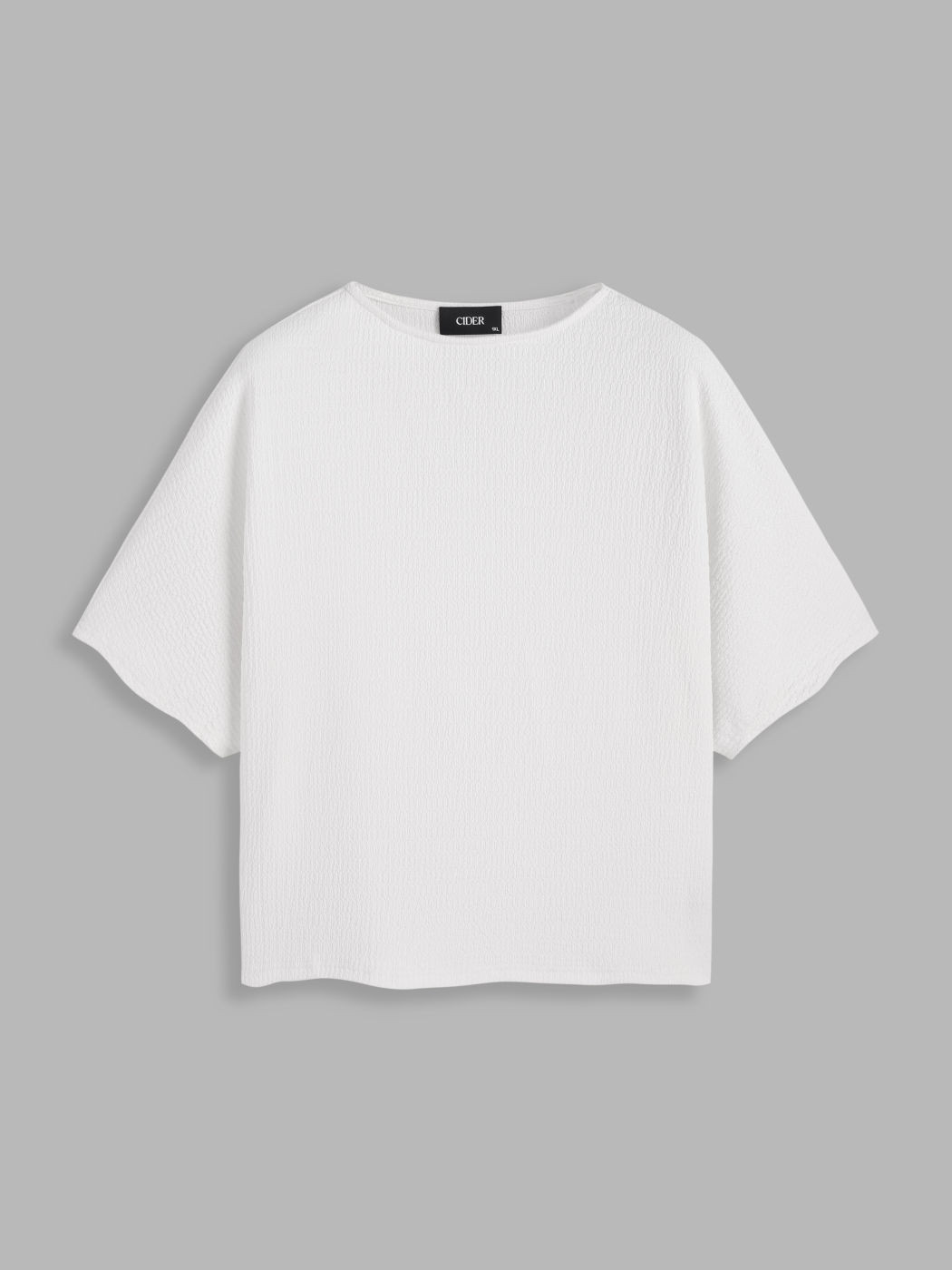 T-shirt a maniche corte annodata testurizzata con scollo tondo Curve & Plus