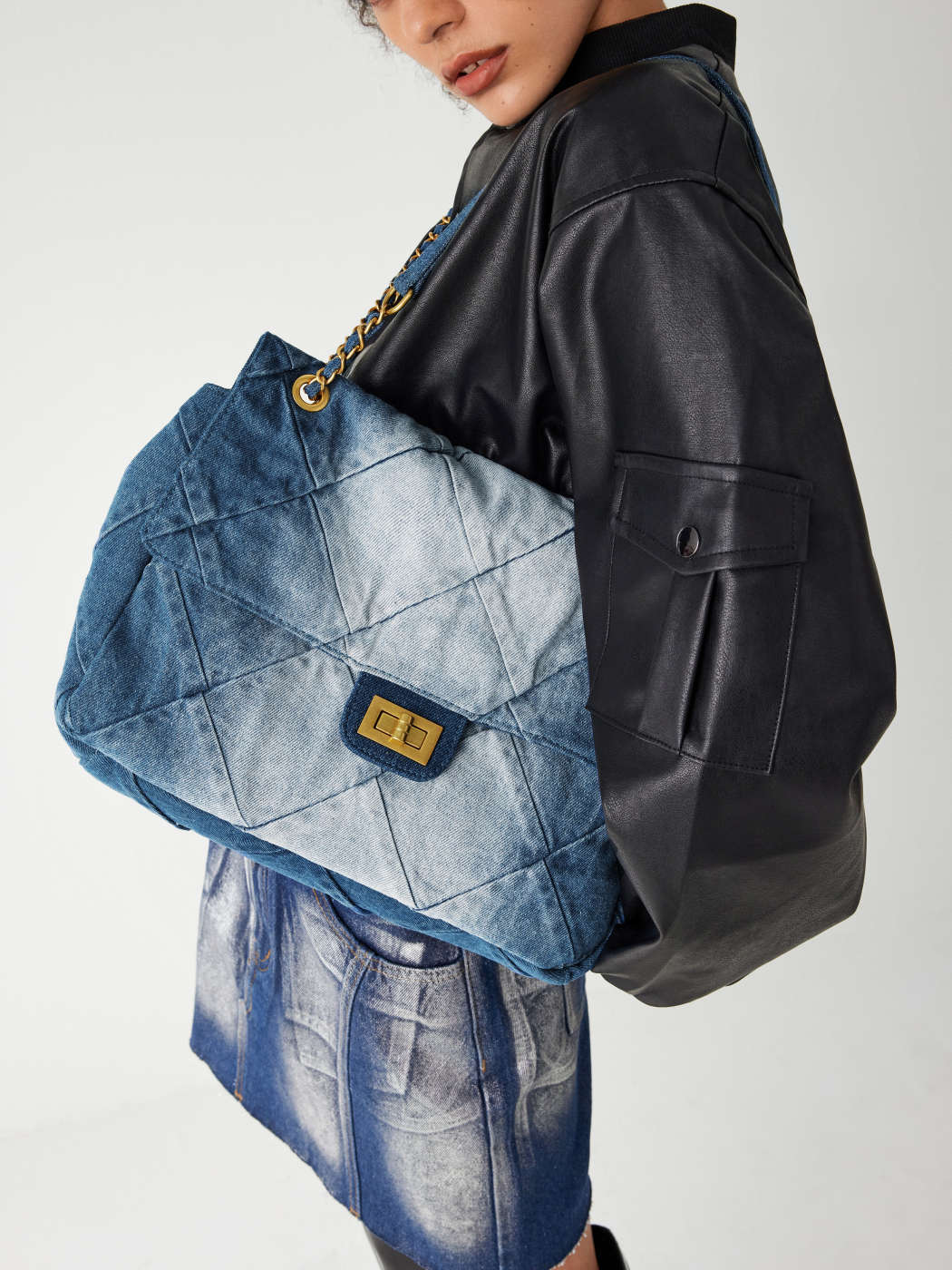 QUILTED DENIM CROSSBODY BAG