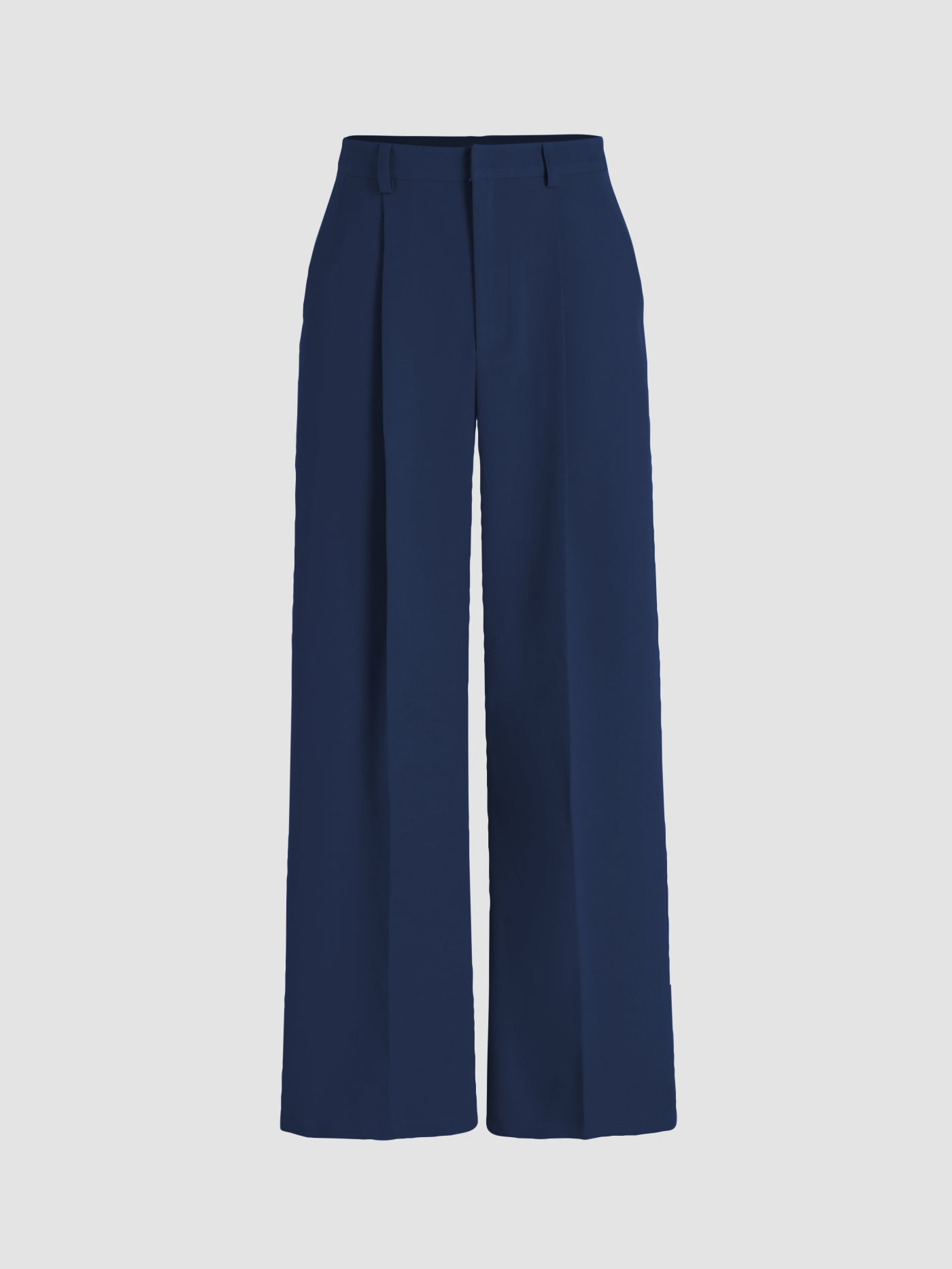 Mid Rise Solid Pocket Straight Leg Trousers