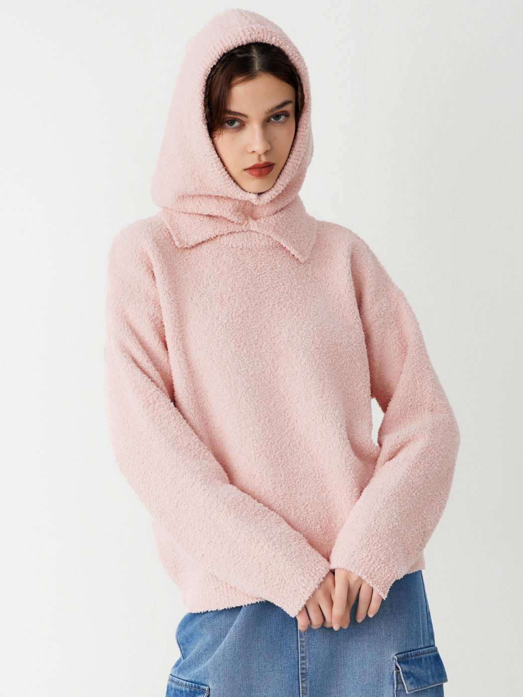  Flauschiger Rundhalsausschnitt Langärmlige Strickoberteile