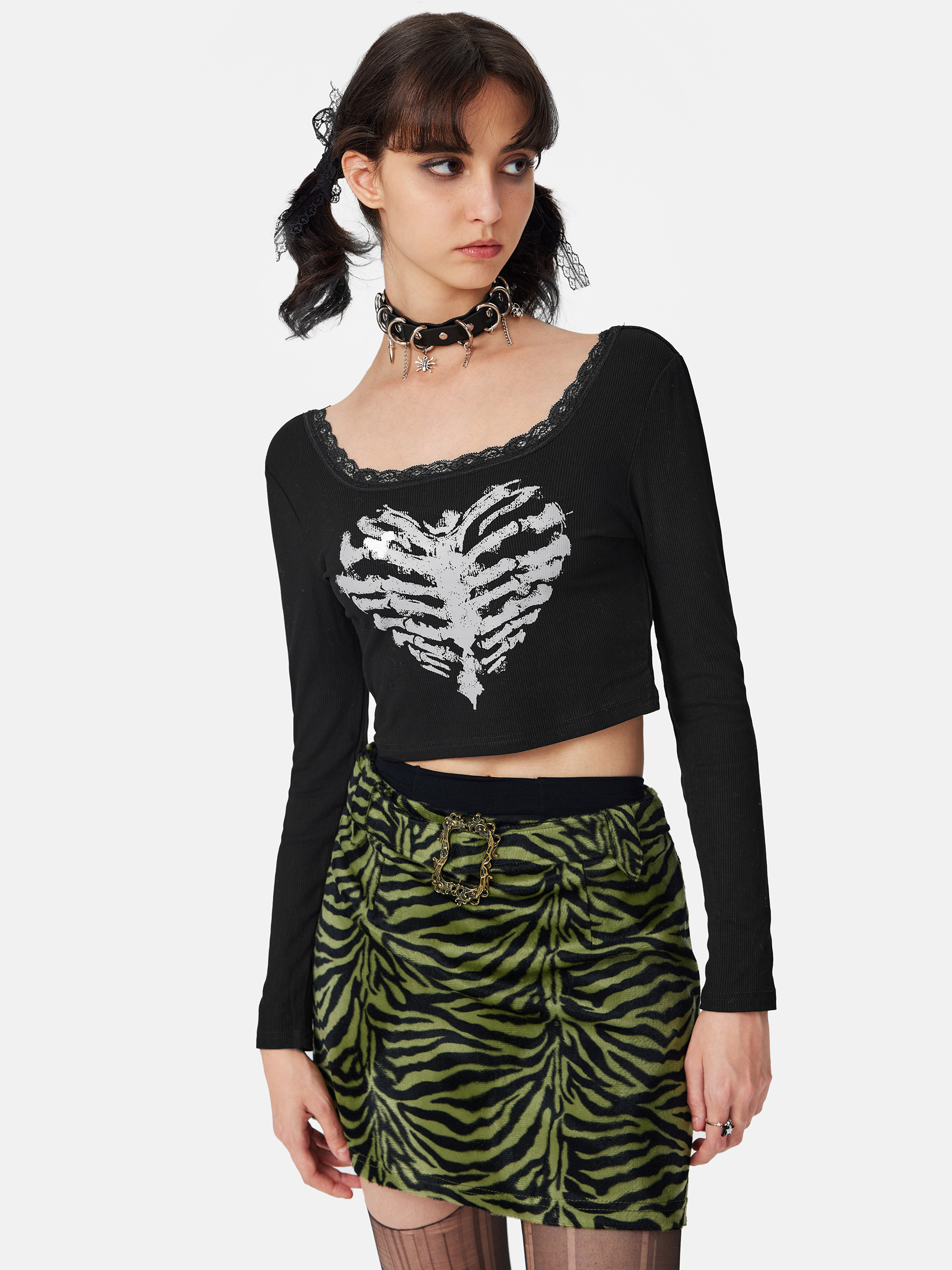 Distressed Bell Sleeve Crop Top & Halter Top - Cider