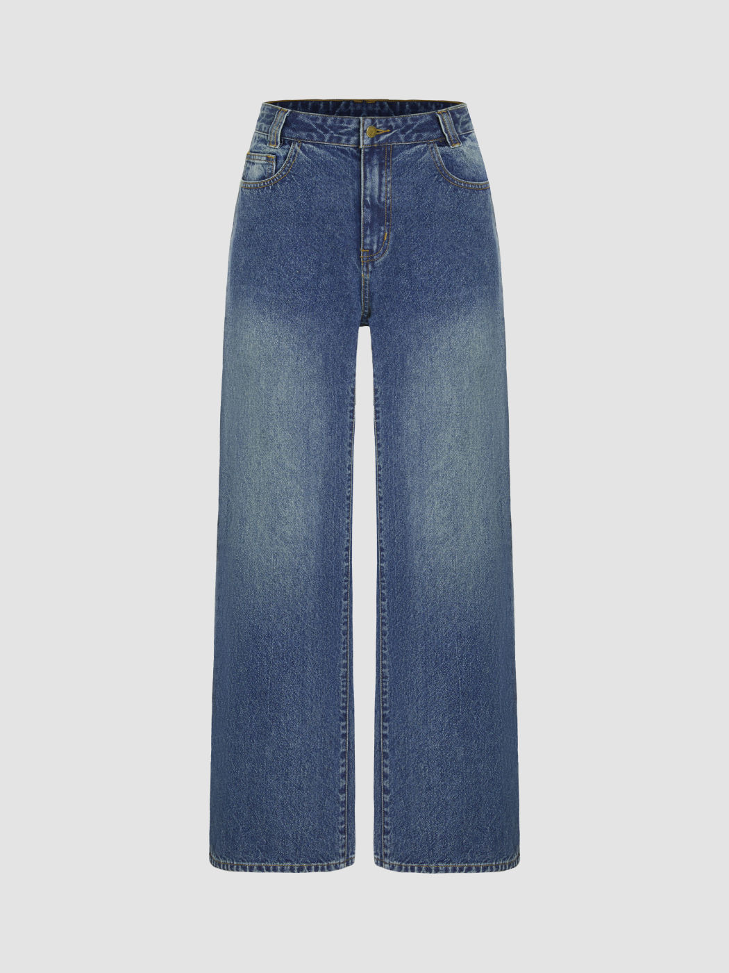 Mid Rise Solid Pocket Gerade Jeans