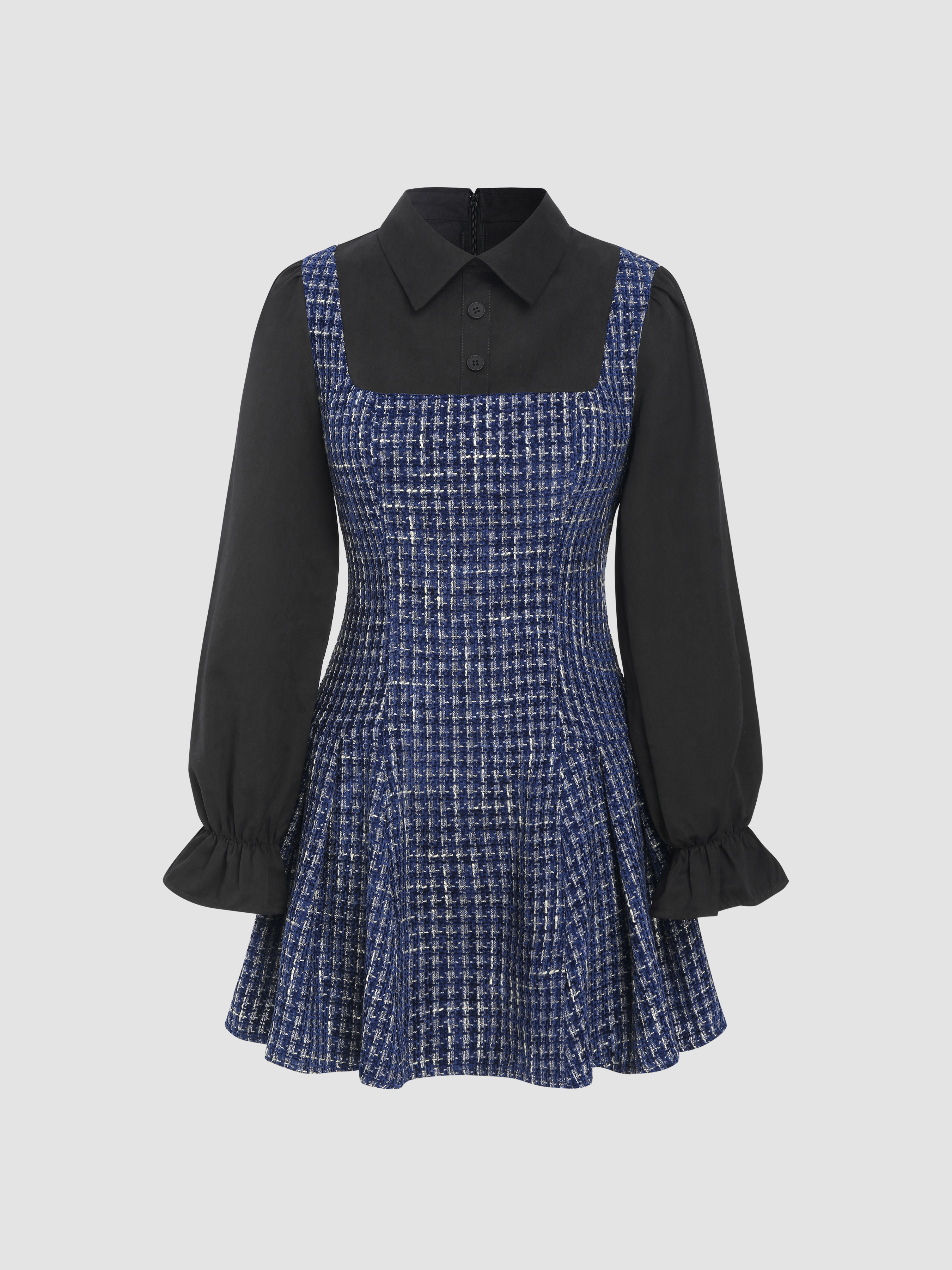 Tweed button pleated on sale dress