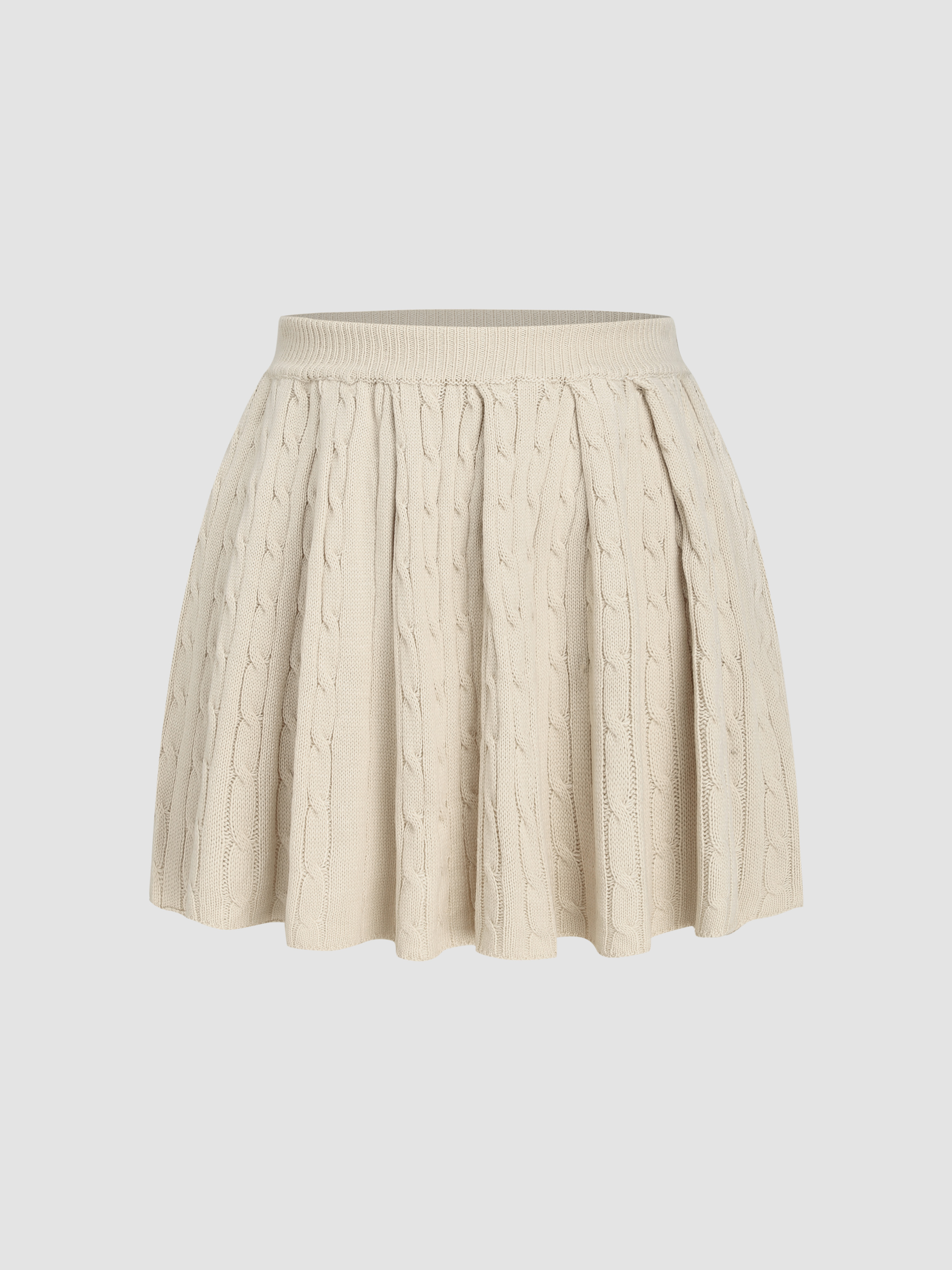 Cable Knit Middle Waist Solid Mini Skirt Curve & Plus