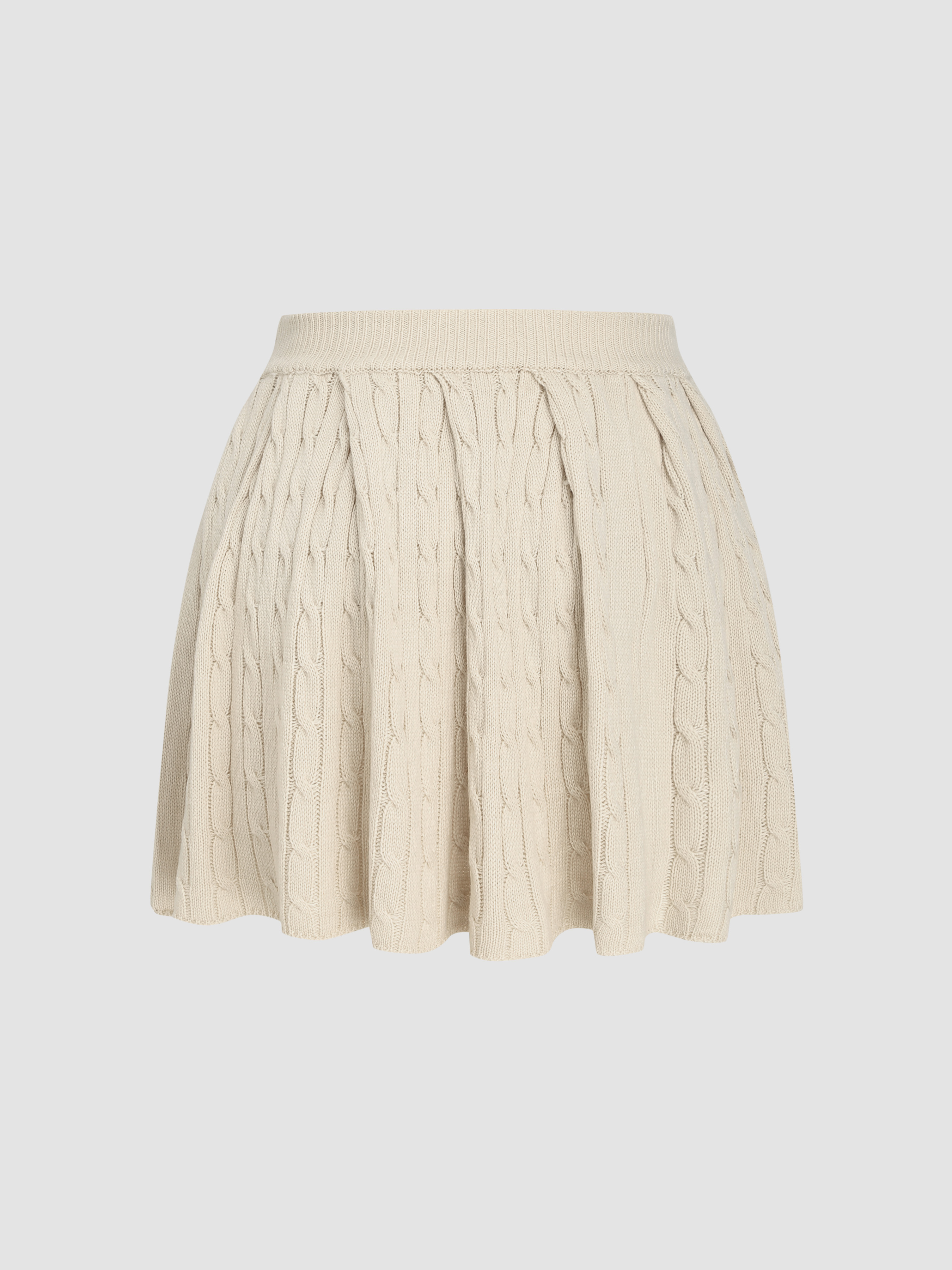 Cable Knit Middle Waist Solid Mini Skirt Curve & Plus