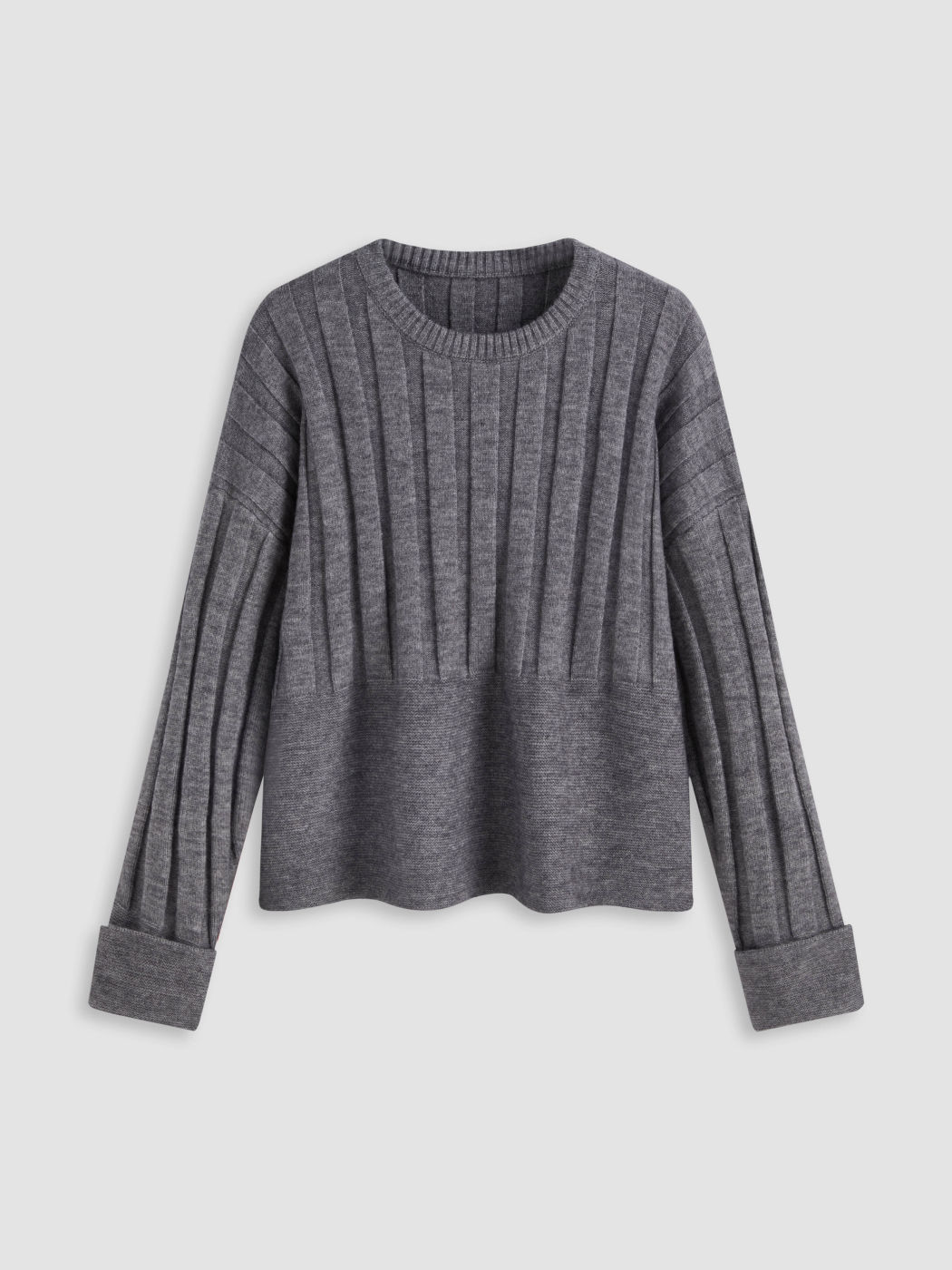 Top con scollo rotondo in maglia a tinta unita