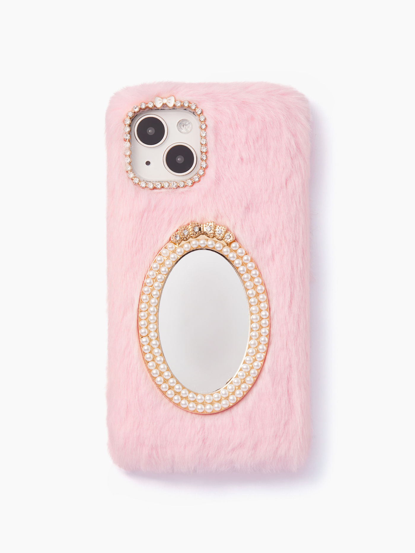 Coque de téléphone fourrure décor miroir