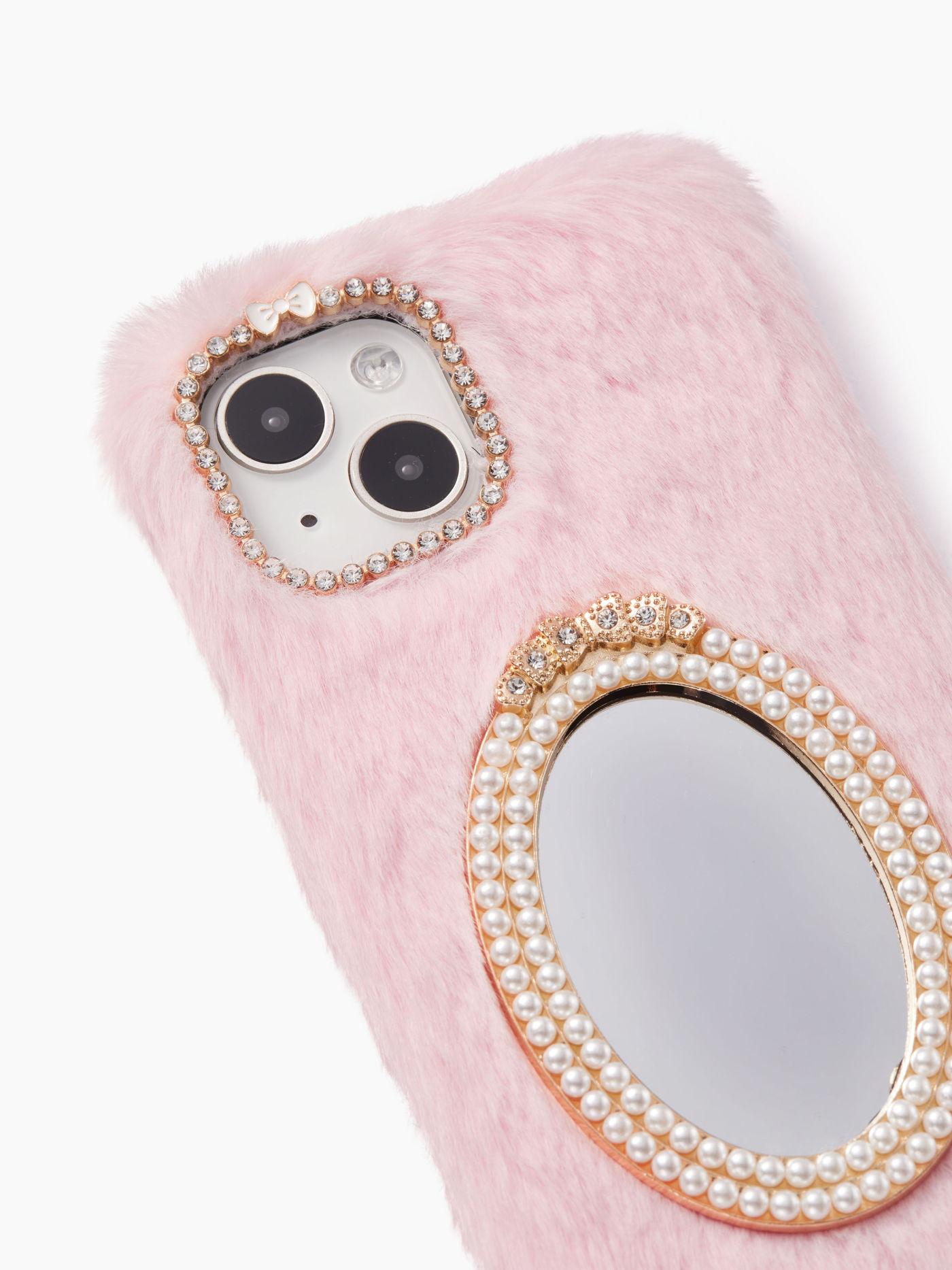 Coque de téléphone fourrure décor miroir