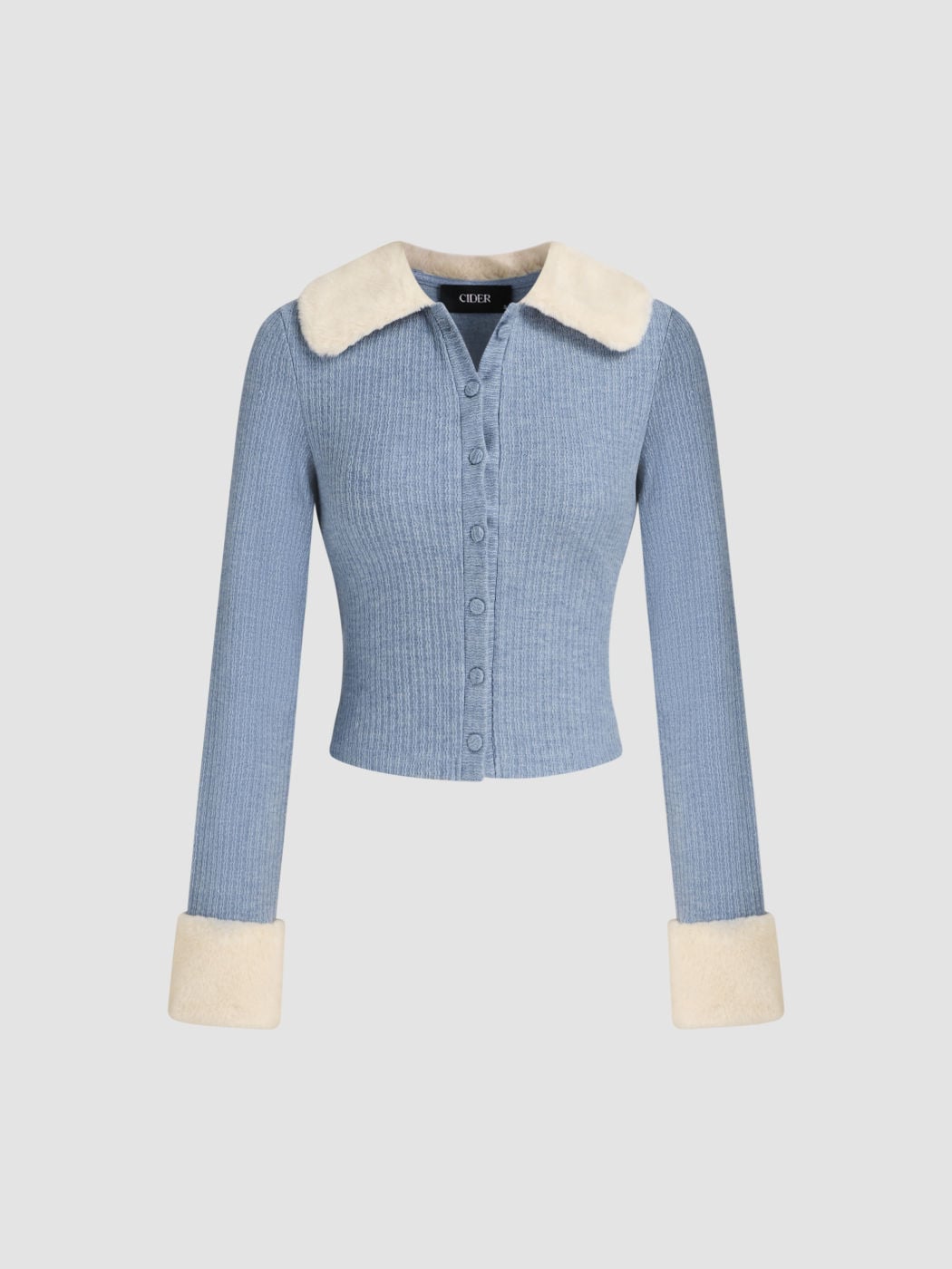 Red Carol Removable Faux Fur Collar Cardigan main image 1