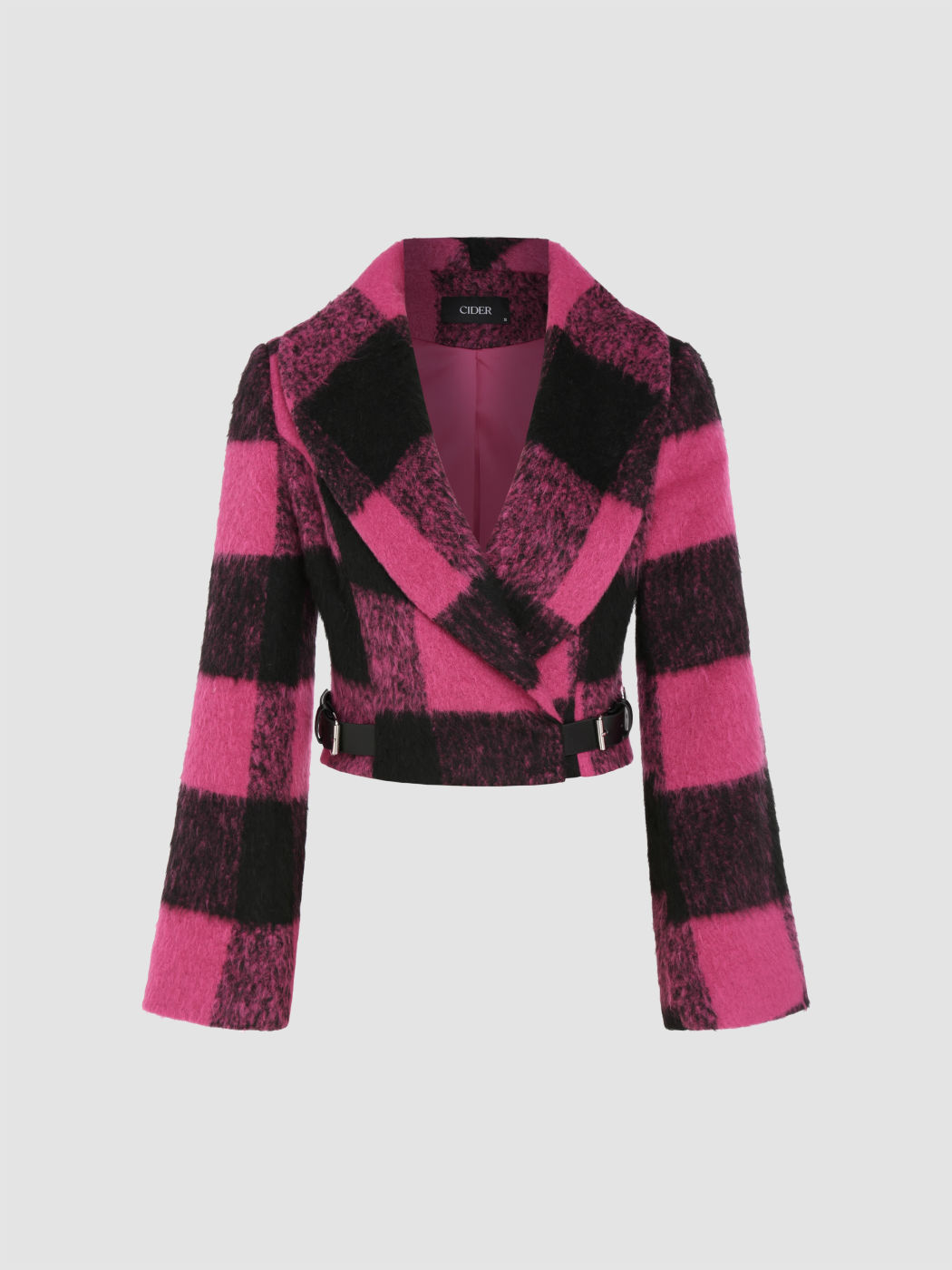  Karierte Jacke mit Gürtel