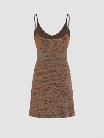  Süße Zebra Streifen Strickkleid Kurz