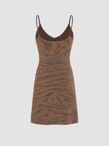 Mini abito a cuore in maglia a righe zebrate