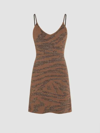  Süße Zebra Streifen Strickkleid Kurz