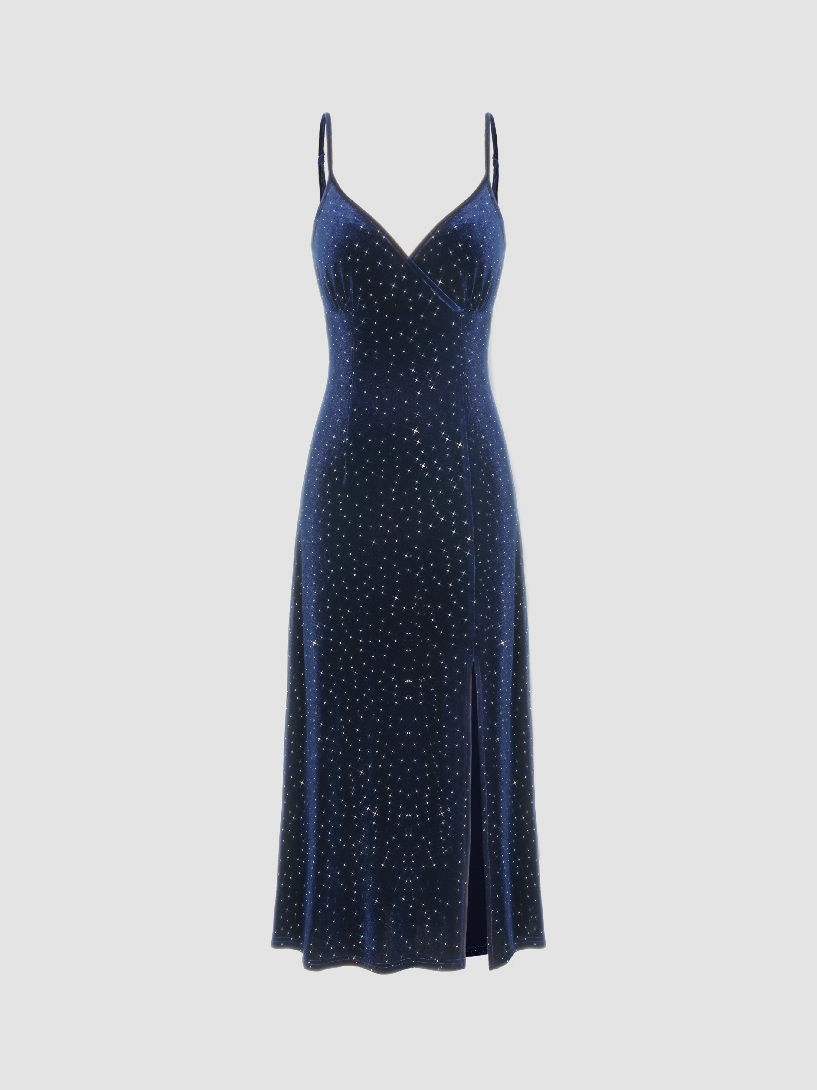 Formal Dresses Velvet Velvet V-neck Rhinestone Maxi Dress For Date Party/Clubbing