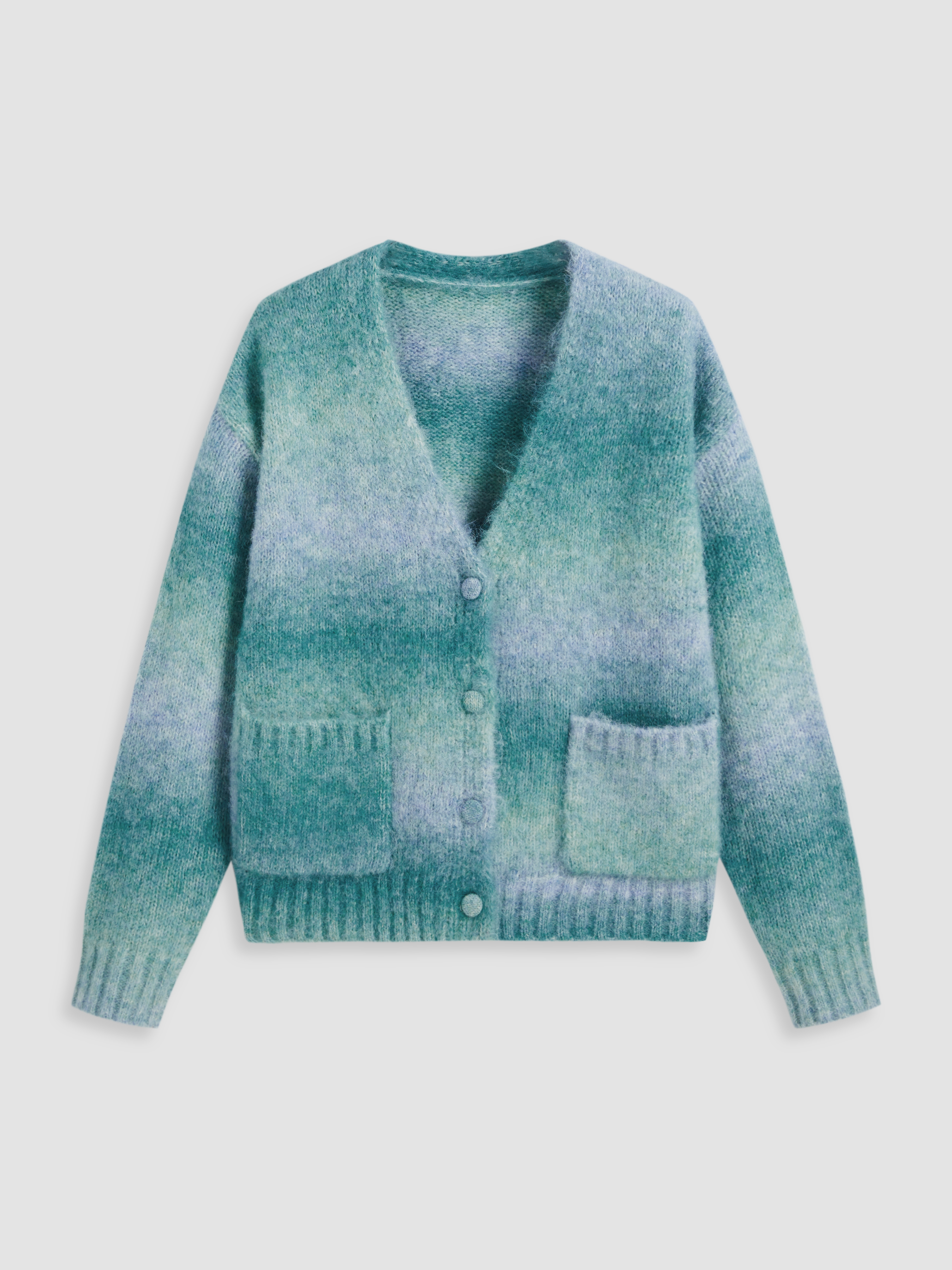 V-Neck Long-Sleeved Button-Knit Sweater V-Neck Long-Sleeved Button-Knit Sweater