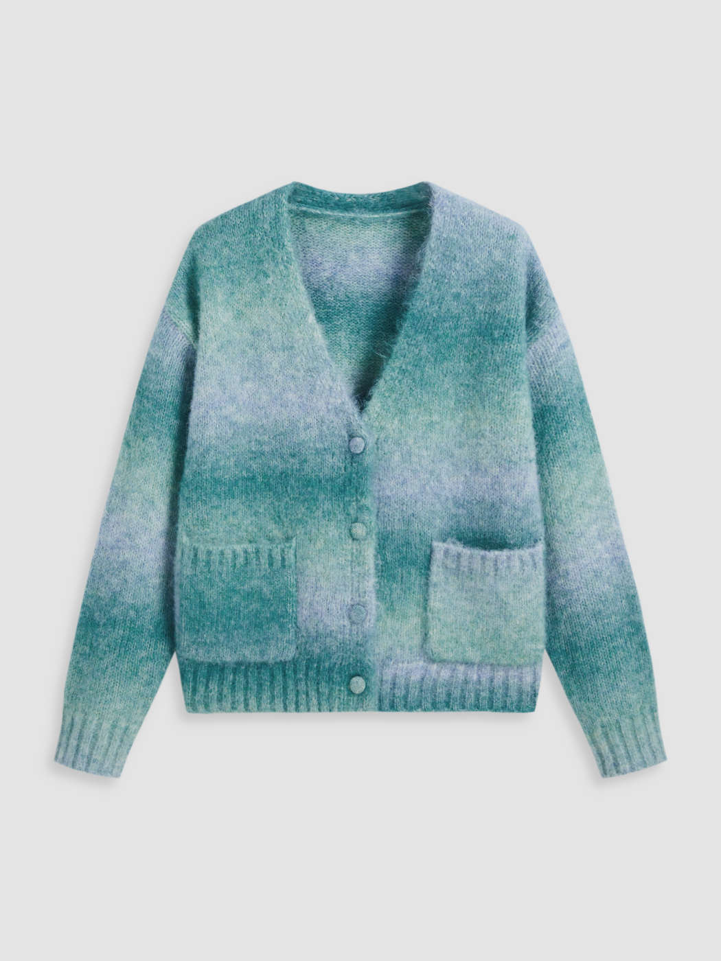 V-Neck Long-Sleeved Button-Knit Sweater