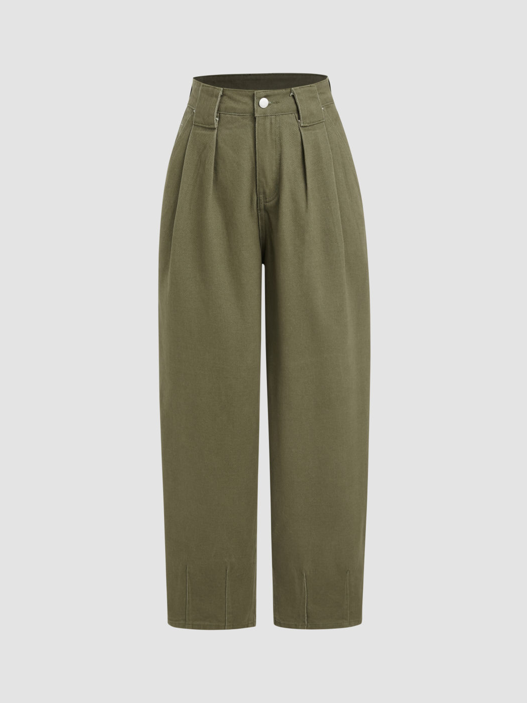 High Waist Solid Pleated Tapered Jeans For Daily Casual School