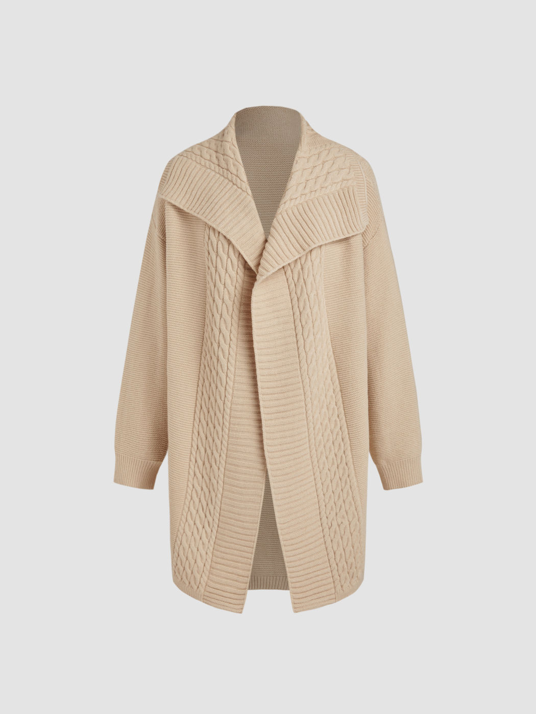  Kragen Gürtel Dicker Strickjacke