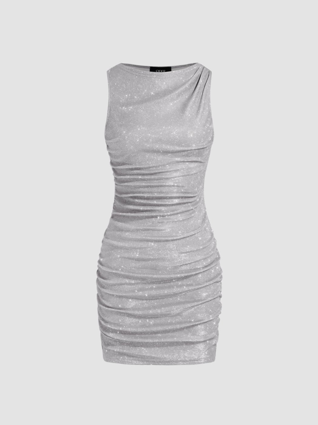 Star Glitter Ruched Mini Dress
