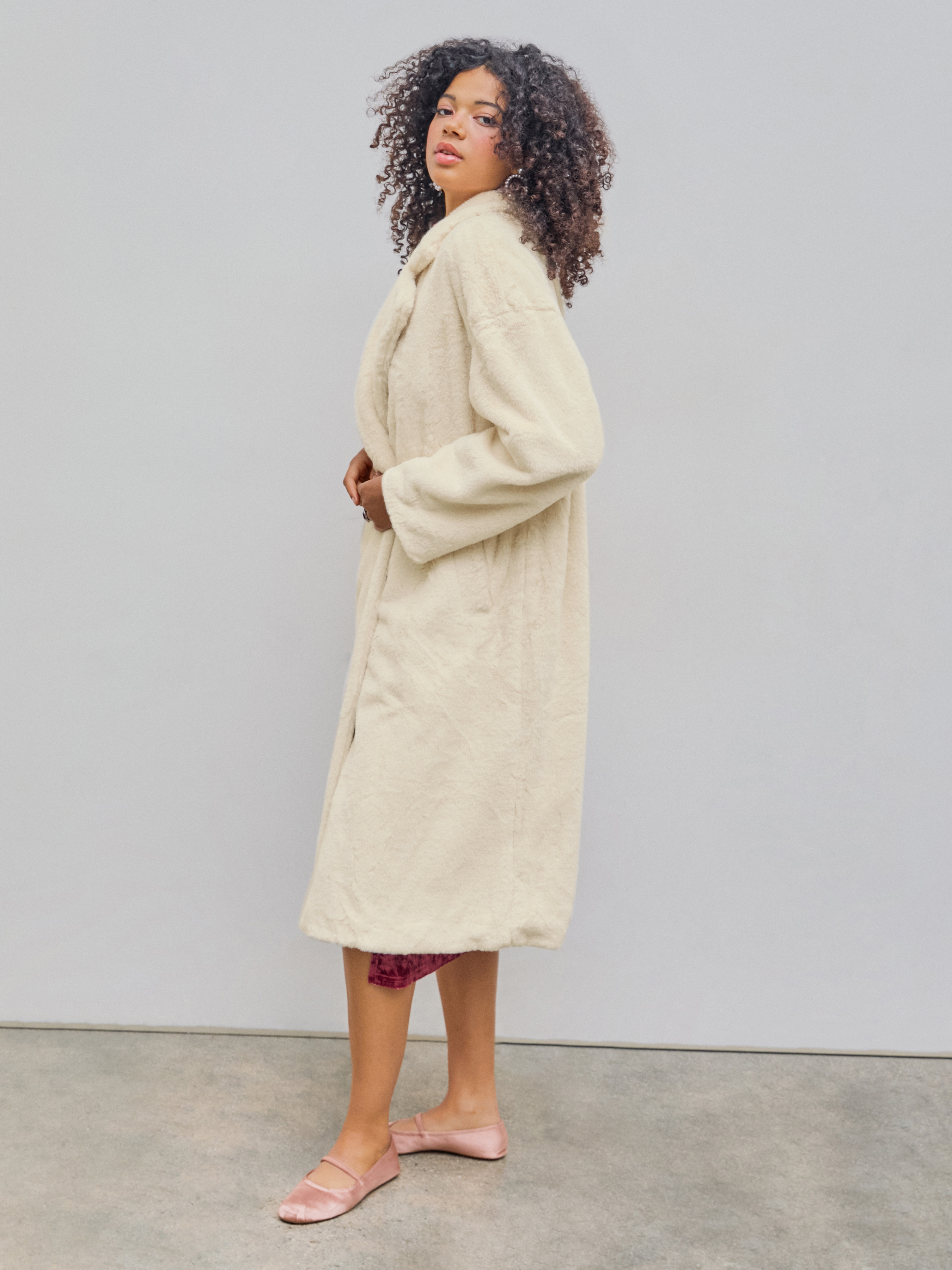 Faux Fur Faux Fur Double Breasted Coat For School Date Faux Fur Faux Fur Double Breasted Coat For School Date
