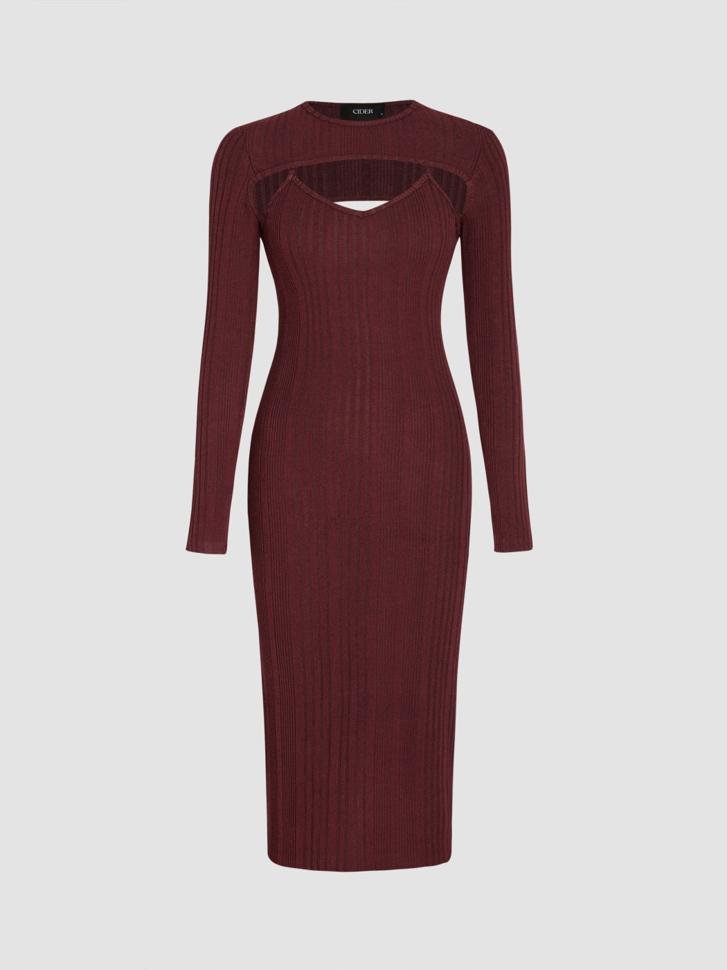  Rippen-Sweetheart Einfarbiges Maxikleid & Langarm Shrug