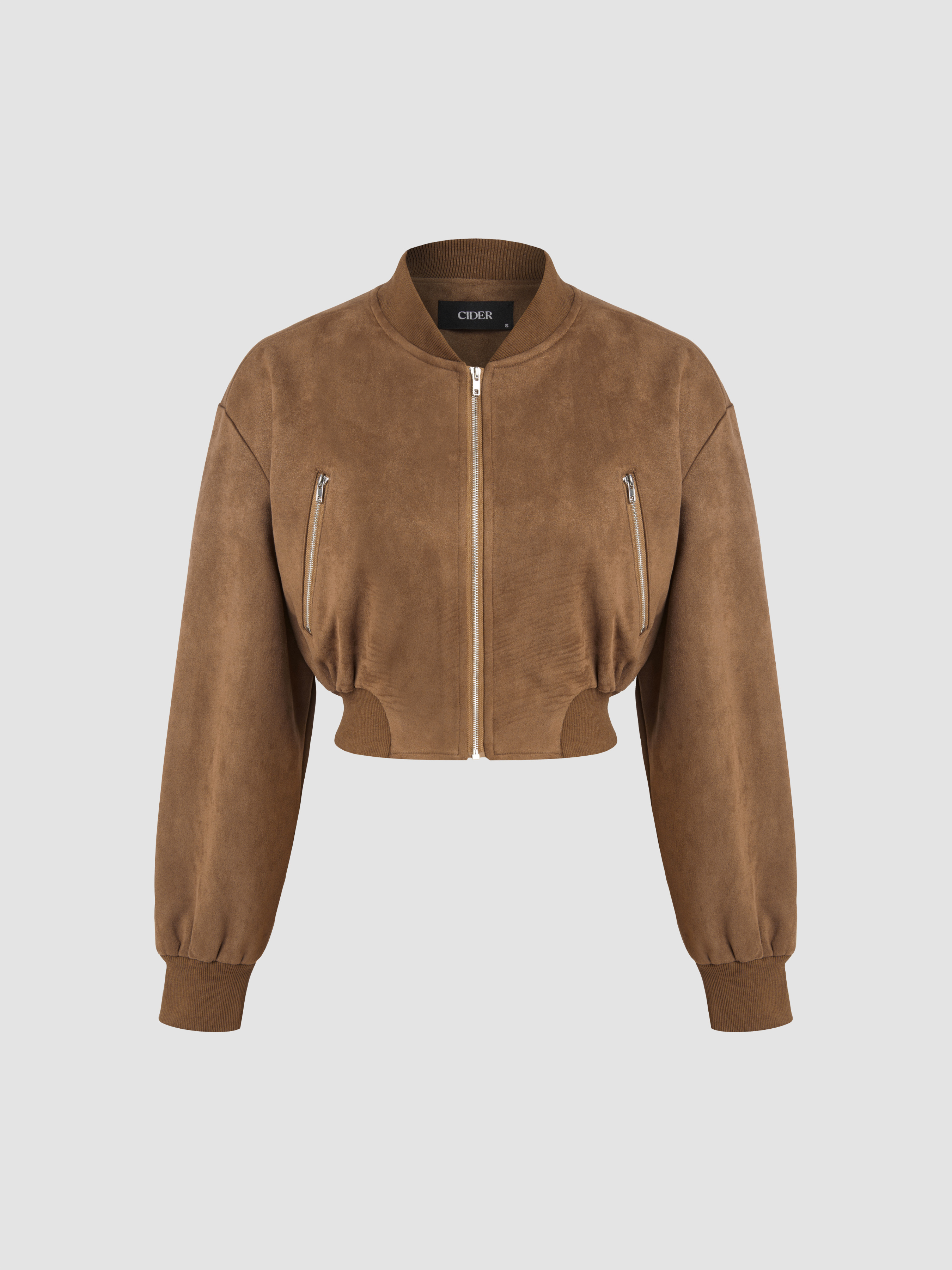 【BOK PLACE】Suede Collar Crop Jacket FAUX SUEDE CROPPED JACKET - Khaki | ZARA Georgia
