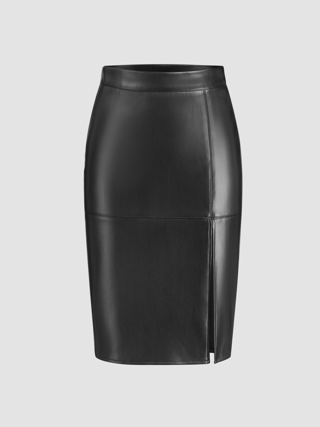  Kunstleder Hohe Taille Split Minirock