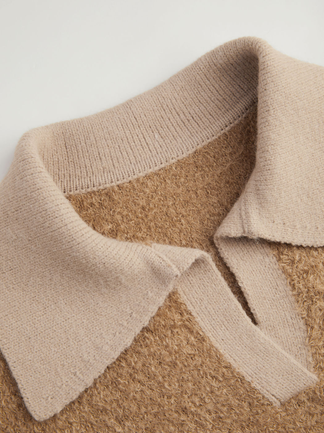Collar Solid Contrasting Binding Knitted Long Sleeve Top