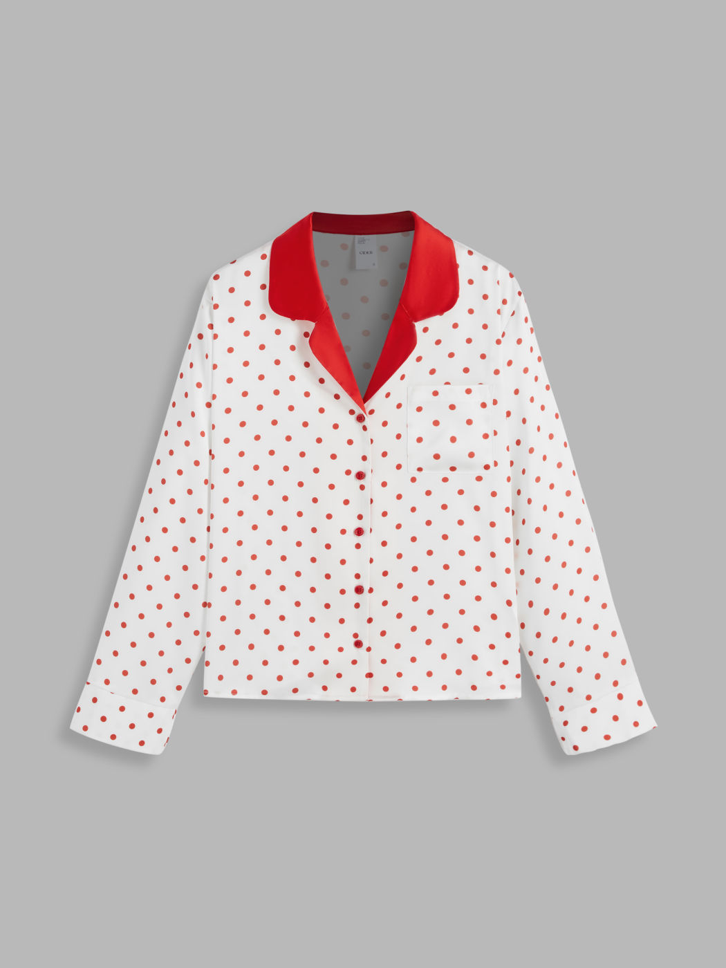 Satin Collar Polka Dot Pajama Top