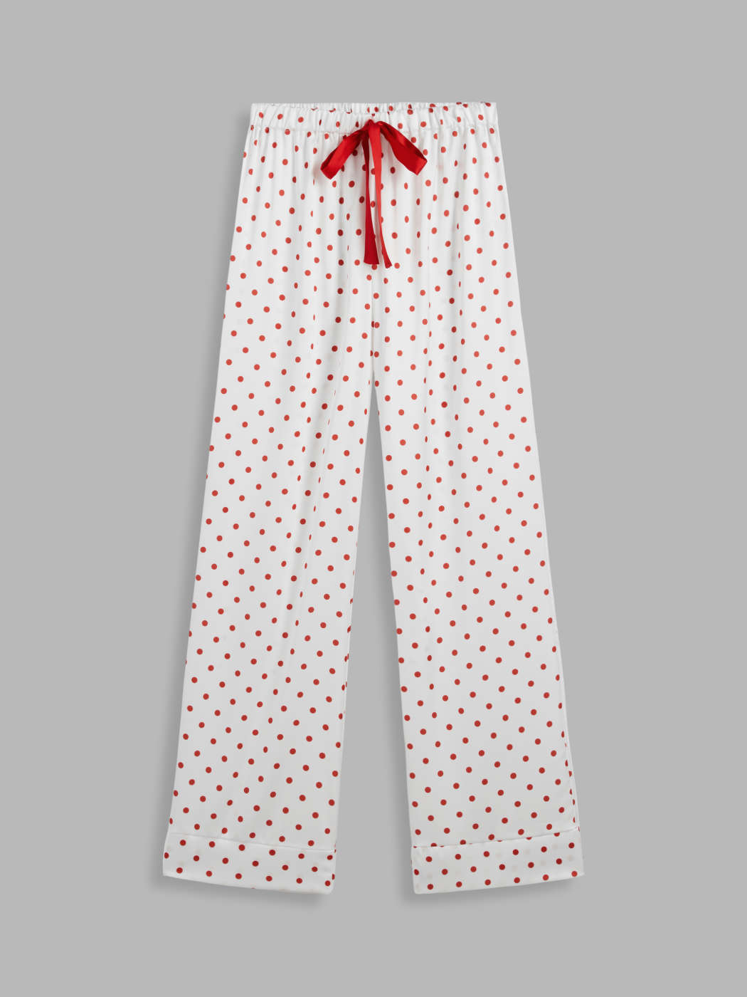 Satinato Pantaloni del pigiama in raso a pois con elastico in vita