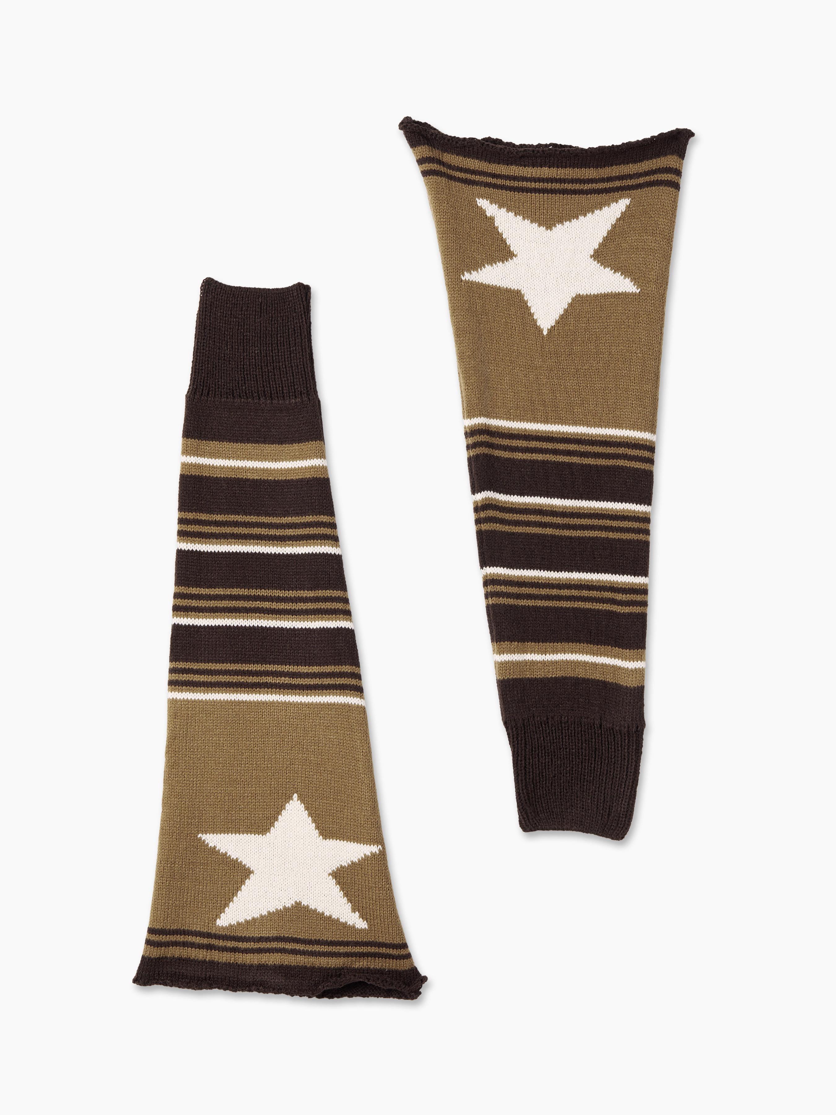 25.14]Bone and Star Decorated Striped Black Leg Warmers