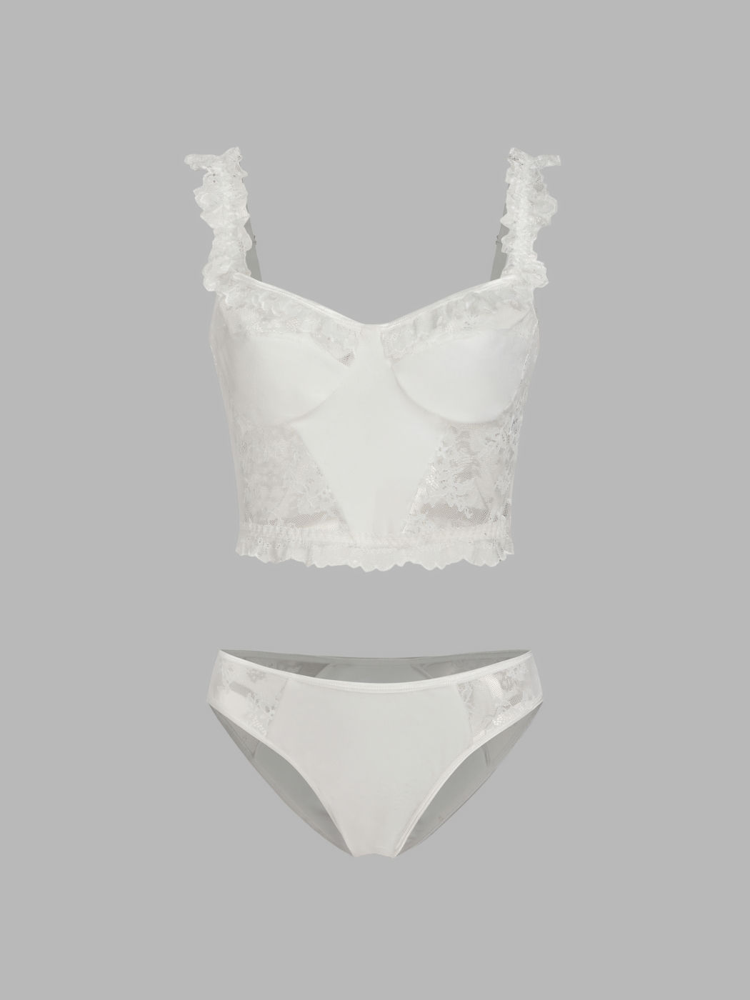  Samt V-Ausschnitt Spitzen-Bralette & Slip Set