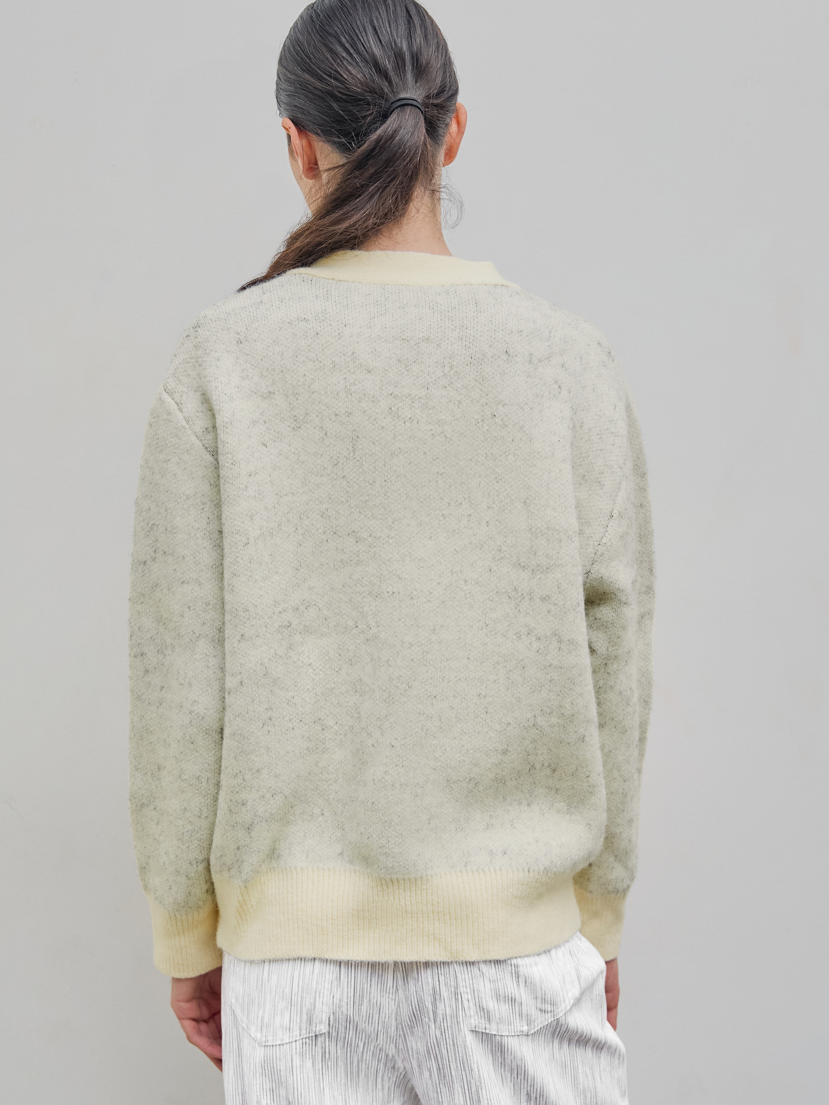 V-neck Graphic Letter Button Knitted Cardigan For School