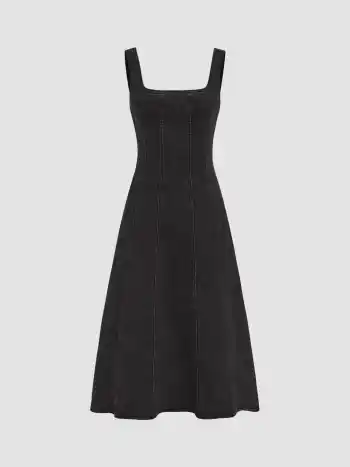 Denim Ruffle Cami Maxi Dress