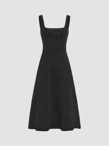 Denim Ruffle Cami Maxi Dress