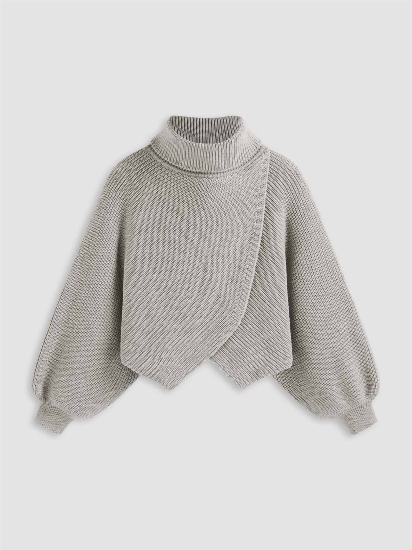 High Neck Solid Knitted Long Sleeve Crop Sweater Curve & Plus