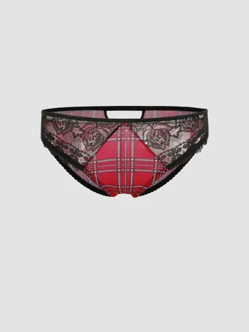  Niedrige Taille Spitze Gingham Geflickte Höschen