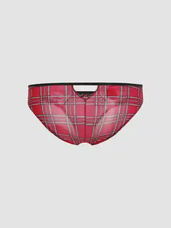 Niedrige Taille Spitze Gingham Geflickte Höschen